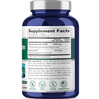 Foto 2 | Suplemento Nusapure De Dihidromiricetina (dhm) De 1,000 Mg, 60 Tabletas - Venta Internacional.