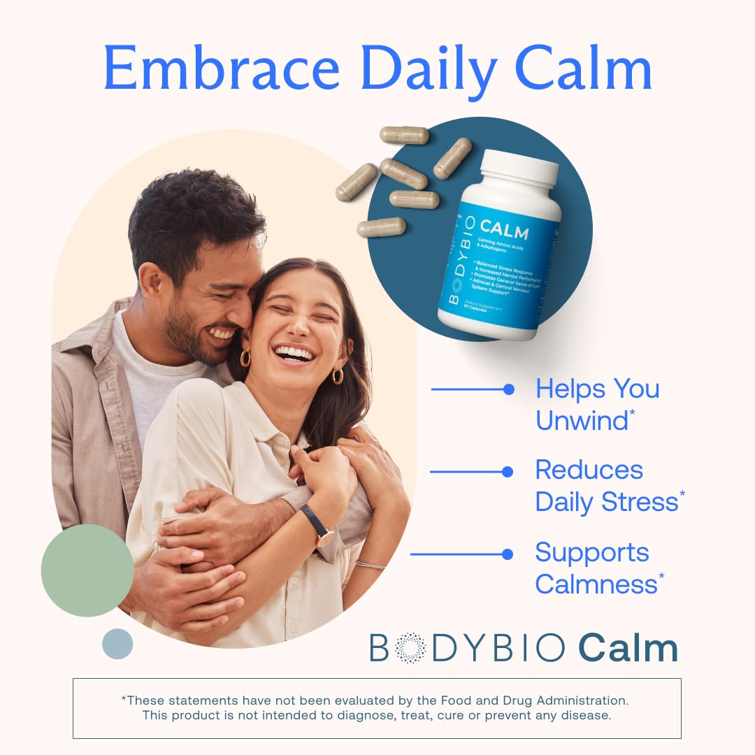Foto 5 pulgar | Suplemento Bodybio Calm Stress Relief 60 Cápsulas - Venta Internacional
