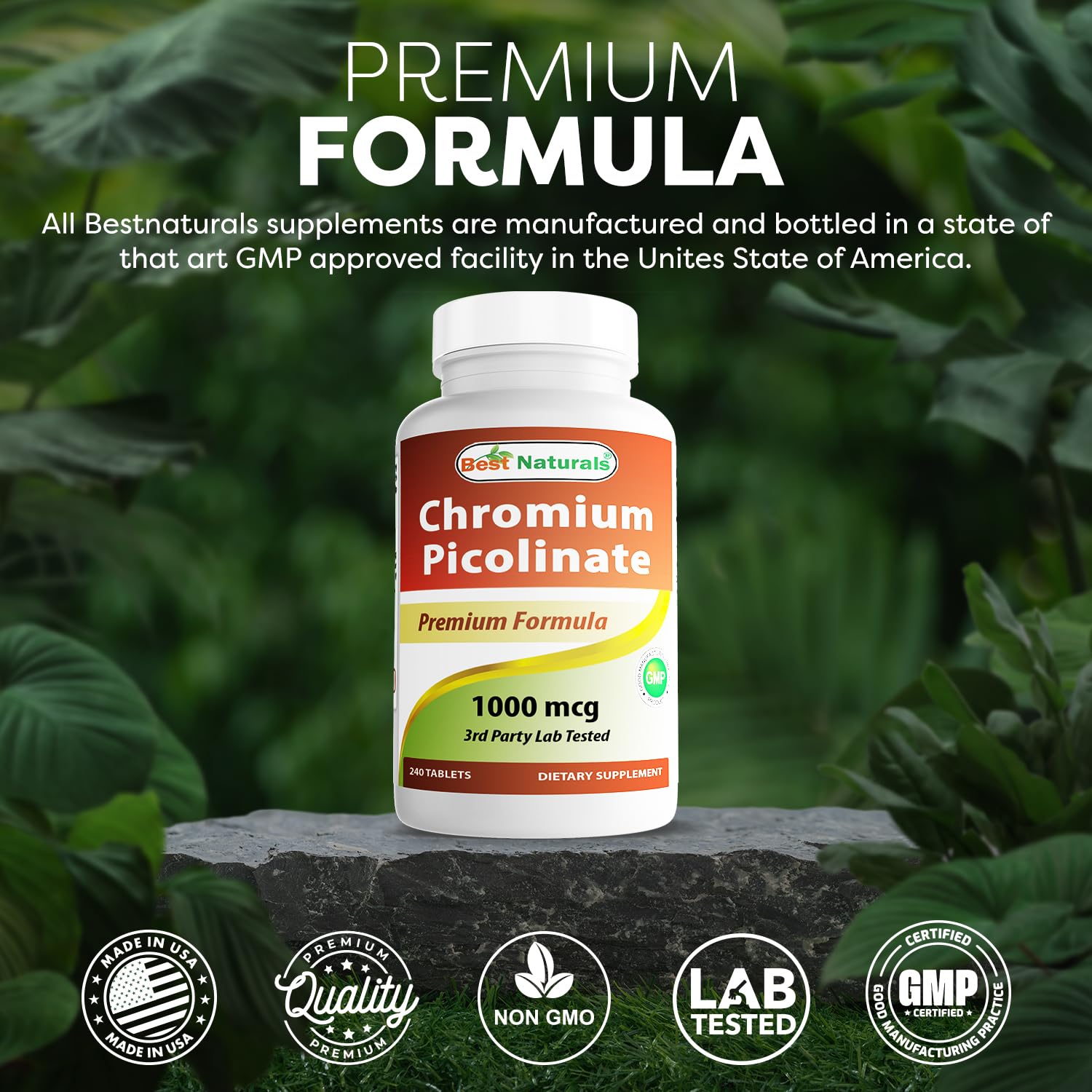 Foto 6 pulgar | Suplemento Best Naturals Picolinato de Cromo 1000 MCG 240 Tabletas - Venta Internacional