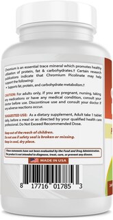 Foto 6 | Suplemento Best Naturals Picolinato de Cromo 1000 MCG 240 Tabletas - Venta Internacional