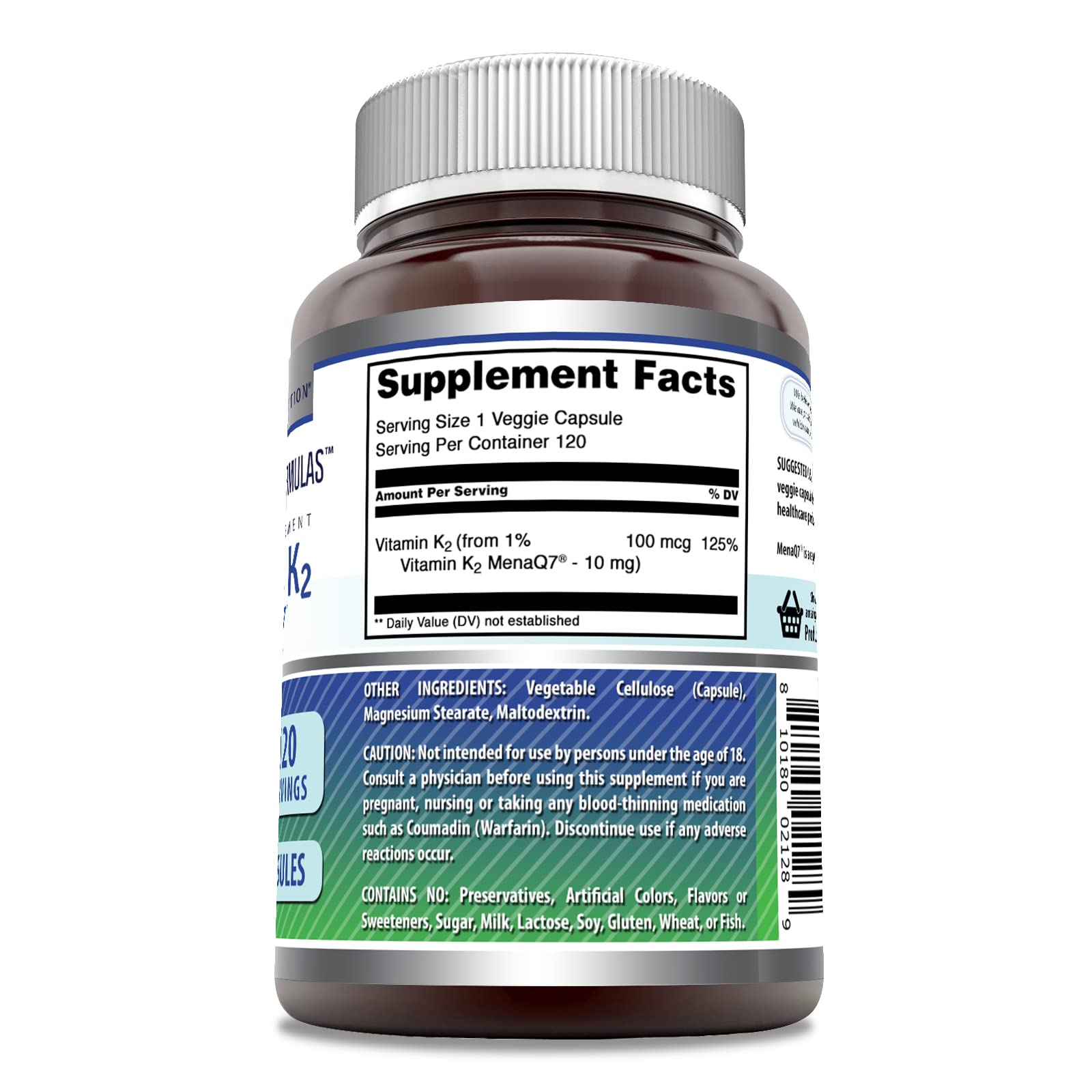 Foto 4 pulgar | Suplemento Amazing Nutrition Fórmulas de Vitamina K2 Menaq7 Mk7 100 MCG - Venta Internacional