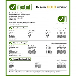 Foto 4 | Suplemento del Complejo de Astacarotenoides California Gold Nutrition - Venta Internacional