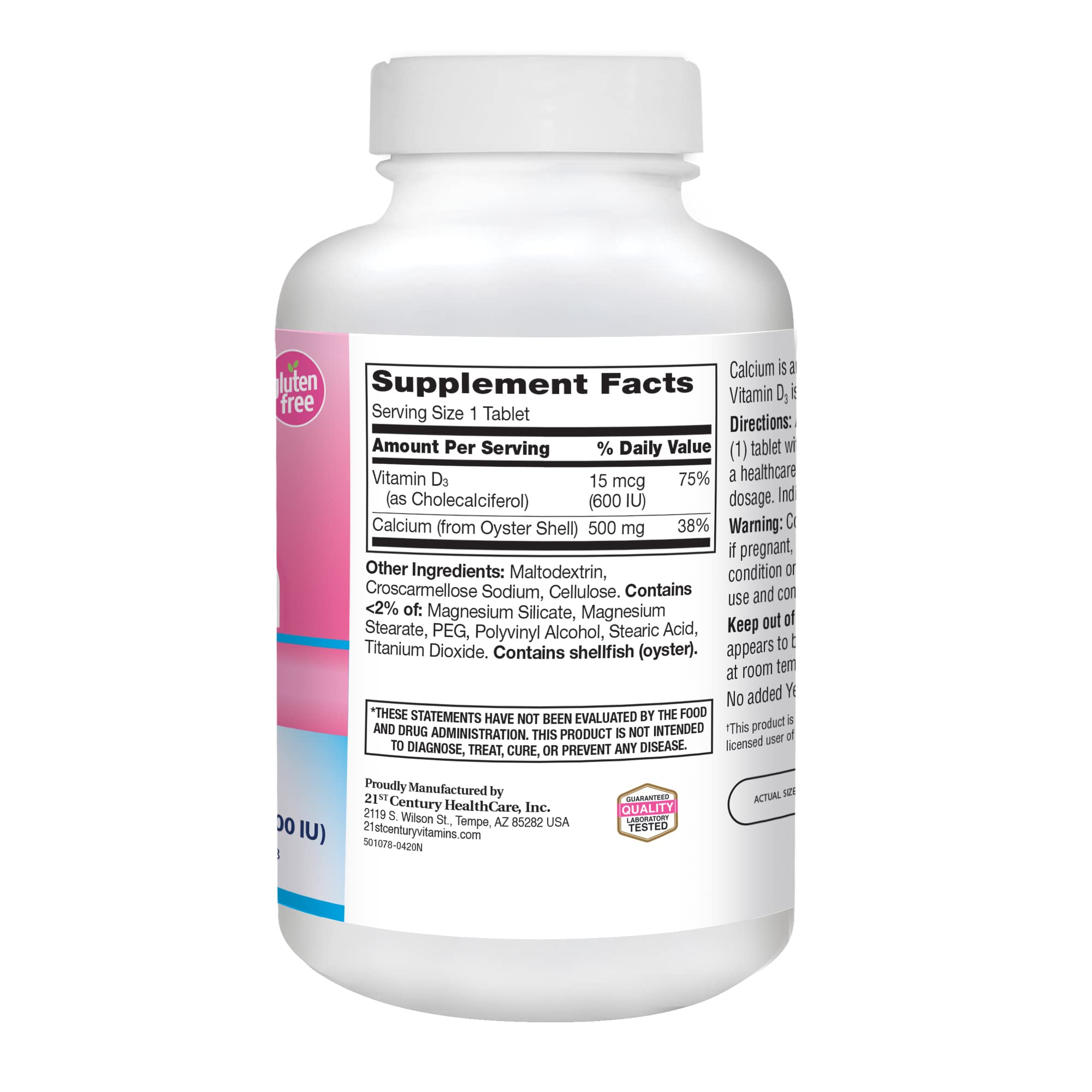 Foto 5 pulgar | Suplemento De Vitaminas Siglo 21 Calcium 500 + D3 X400 - Venta Internacional