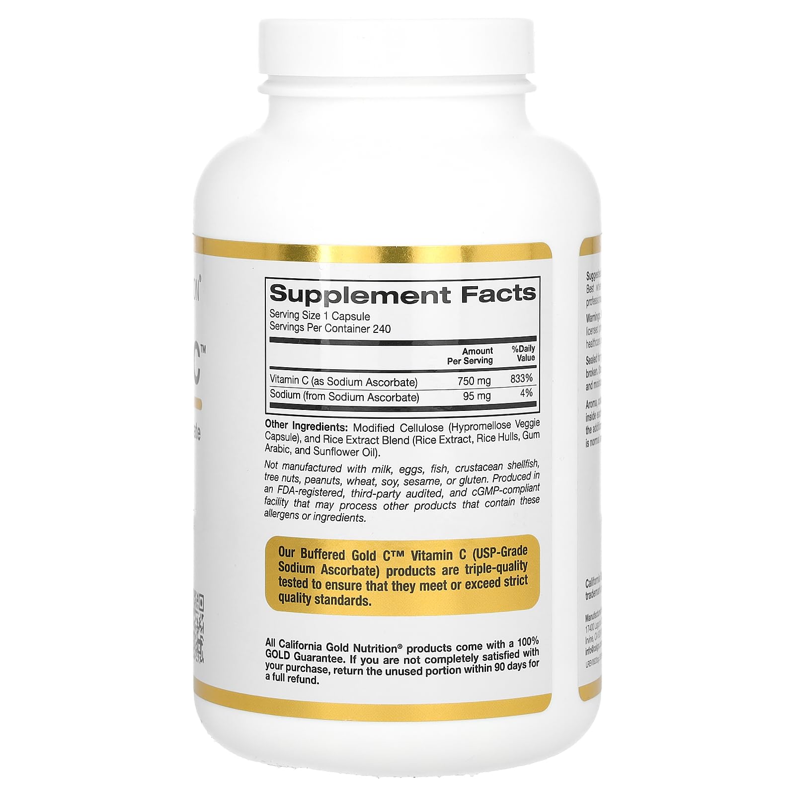 Foto 3 pulgar | Suplemento California Gold Nutrition Buffered Gold C 750 mg - Venta Internacional