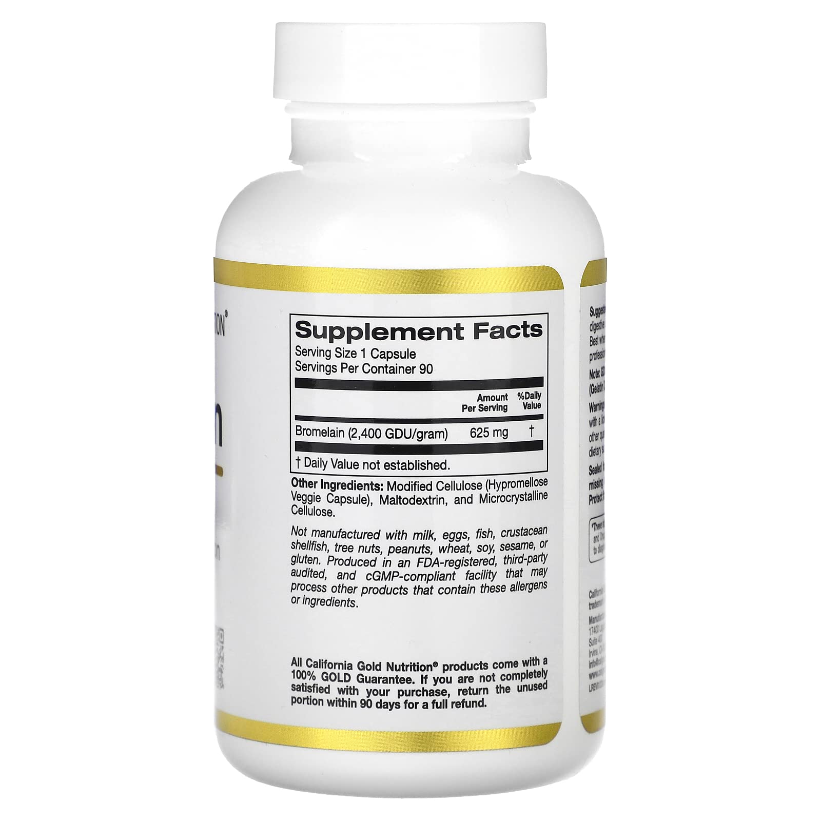Foto 3 pulgar | Suplemento de Bromelina de California Gold Nutrition 625 mg 90 Cápsulas - Venta Internacional