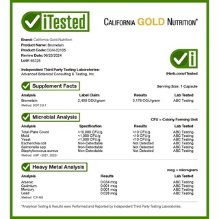 Foto 4 | Suplemento de Bromelina de California Gold Nutrition 625 mg 90 Cápsulas - Venta Internacional
