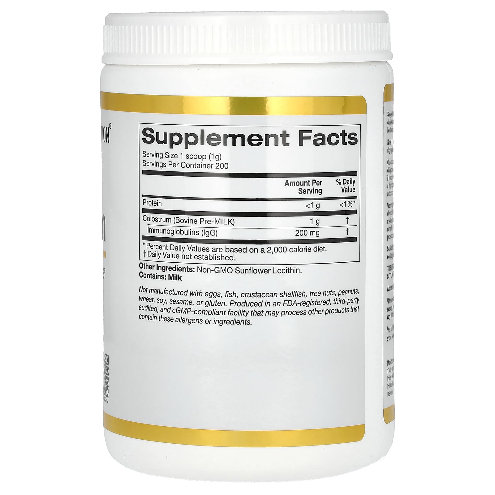 Foto 3 pulgar | Suplemento de Calostro California Gold Nutrition 200 G - Venta Internacional