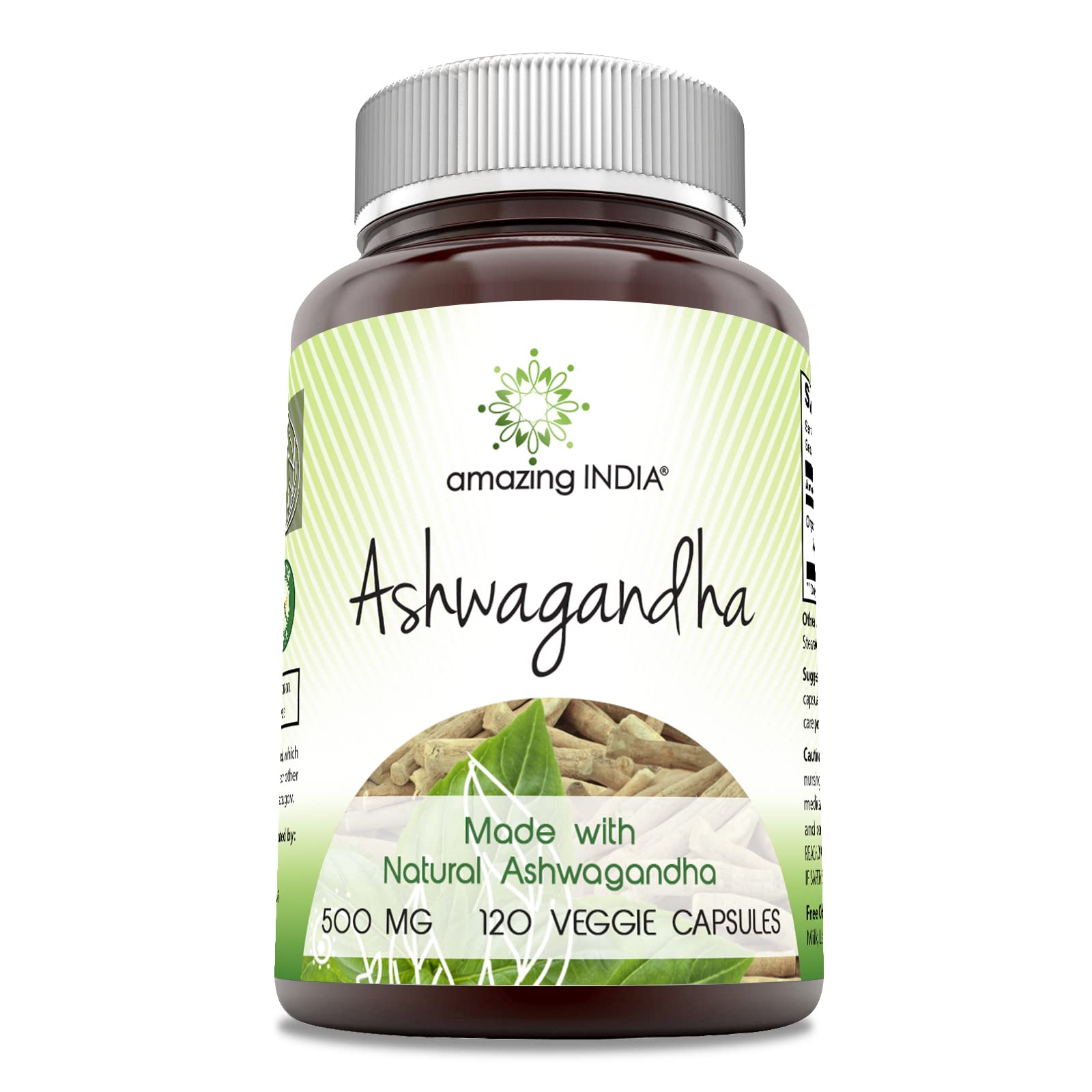 Foto 2 pulgar | Suplemento Amazing India Ashwagandha 500 mg 120 Cápsulas - Venta Internacional