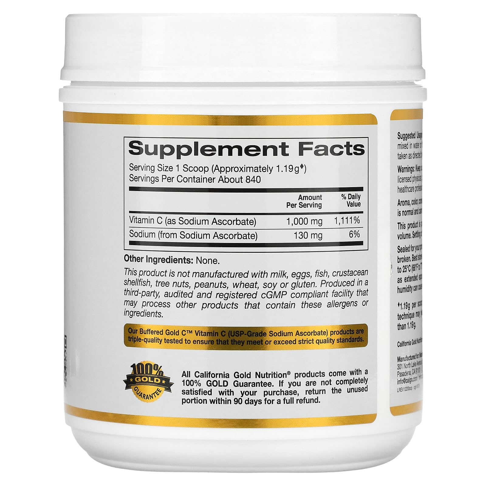 Foto 3 pulgar | Vitamina C en Polvo California Gold Nutrition Buffered Gold C - Venta Internacional