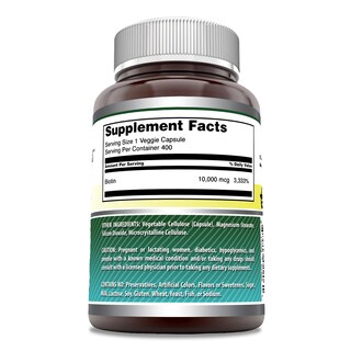 Foto 3 | Suplemento Amazing Nutrition Fórmulas con Biotina 10000 MCG 400 Cápsulas Vegetarianas - Venta Internacional