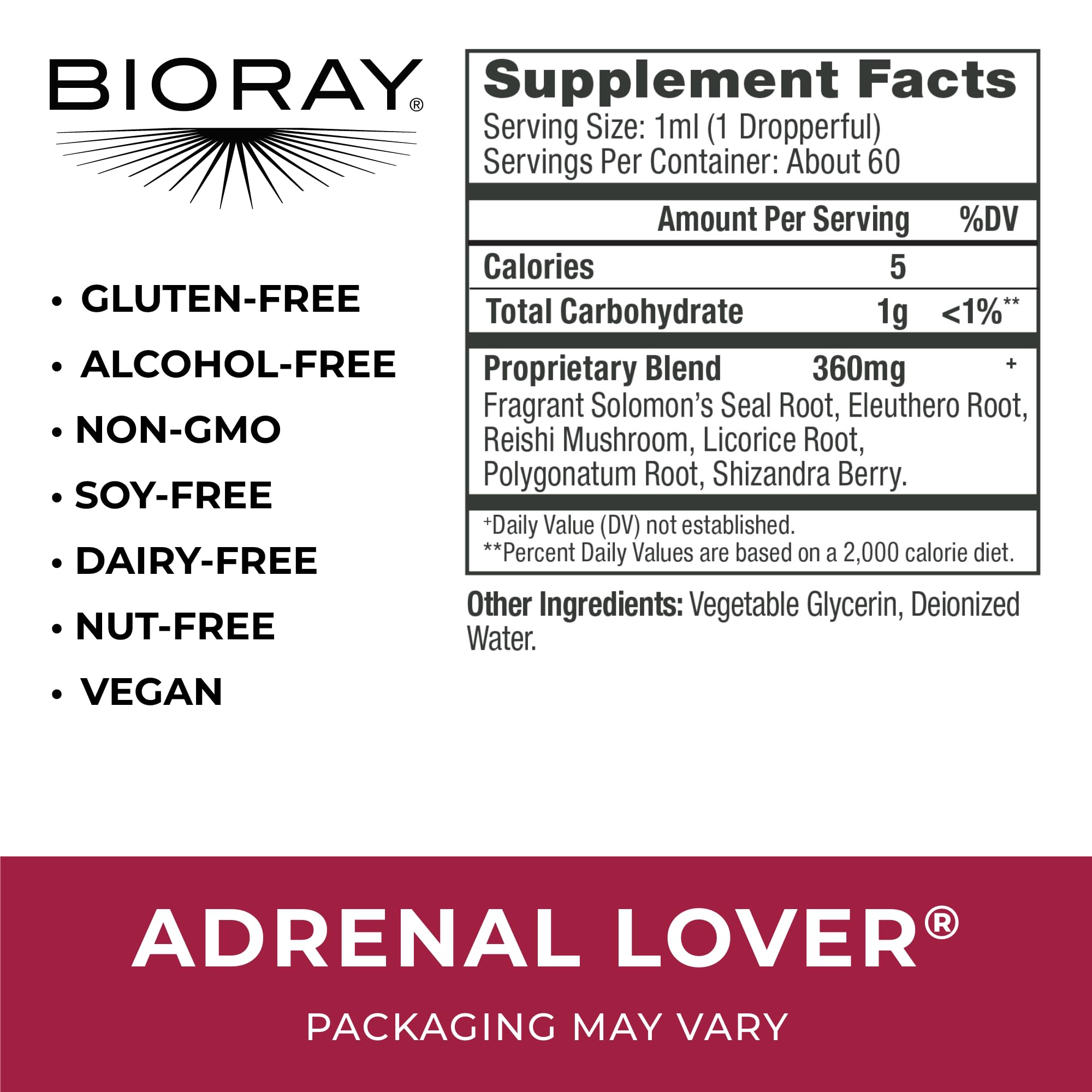 Foto 3 pulgar | Suplemento Bioray Daily Adrenal Lover Para Adultos, 60 Ml - Venta Internacional.