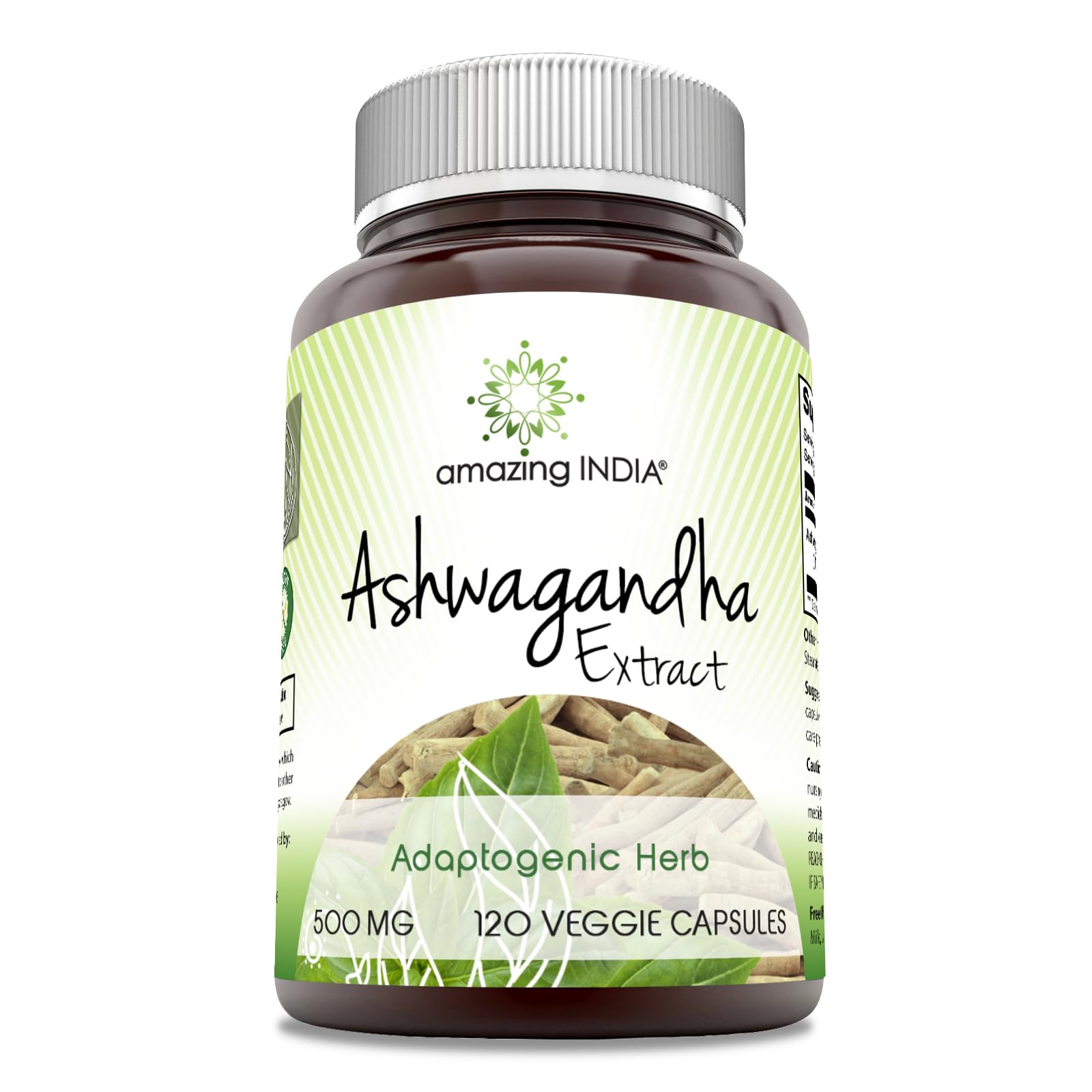 Foto 2 pulgar | Suplemento Amazing India Ashwagandha Cápsulas Vegetarianas de 500 Mg - Venta Internacional