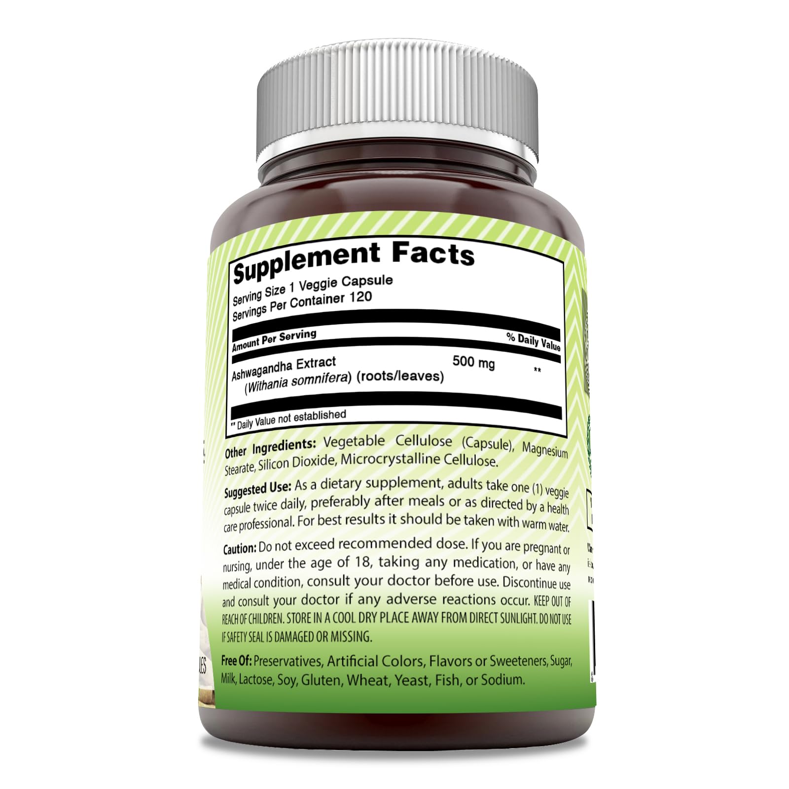 Foto 3 pulgar | Suplemento Amazing India Ashwagandha Cápsulas Vegetarianas de 500 Mg - Venta Internacional