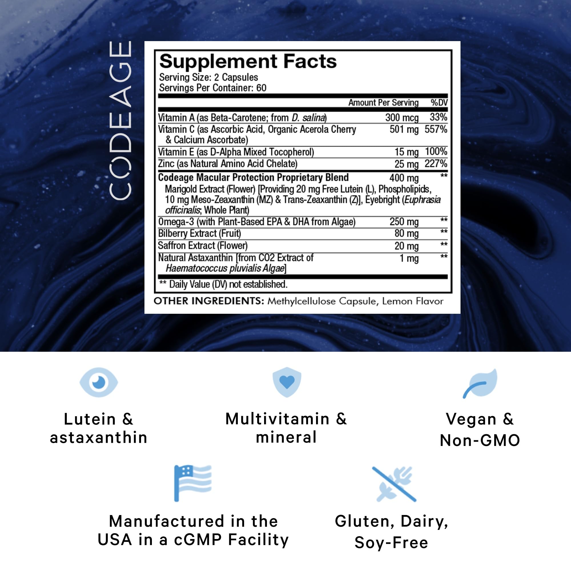 Foto 3 pulgar | Suplemento Codeage Eyes Vitamins Areds 2 120 Cápsulas - Venta Internacional