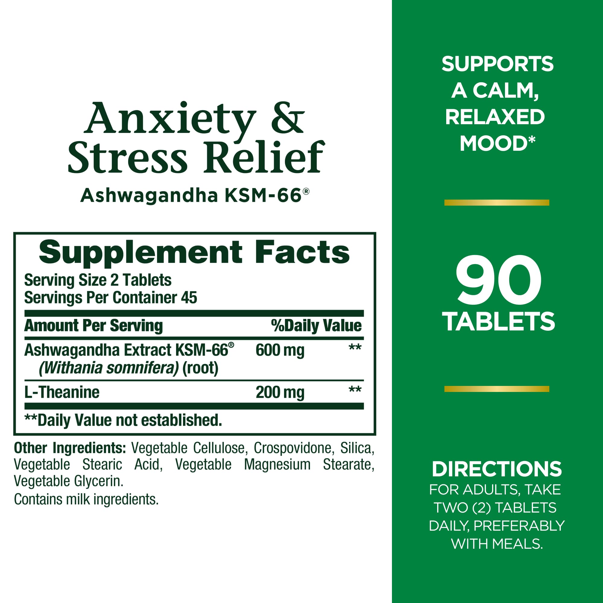Foto 3 pulgar | Suplemento Nature's Bounty Stress Relief Ashwagandha Ksm-66 90 Tabletas - Venta Internacional.