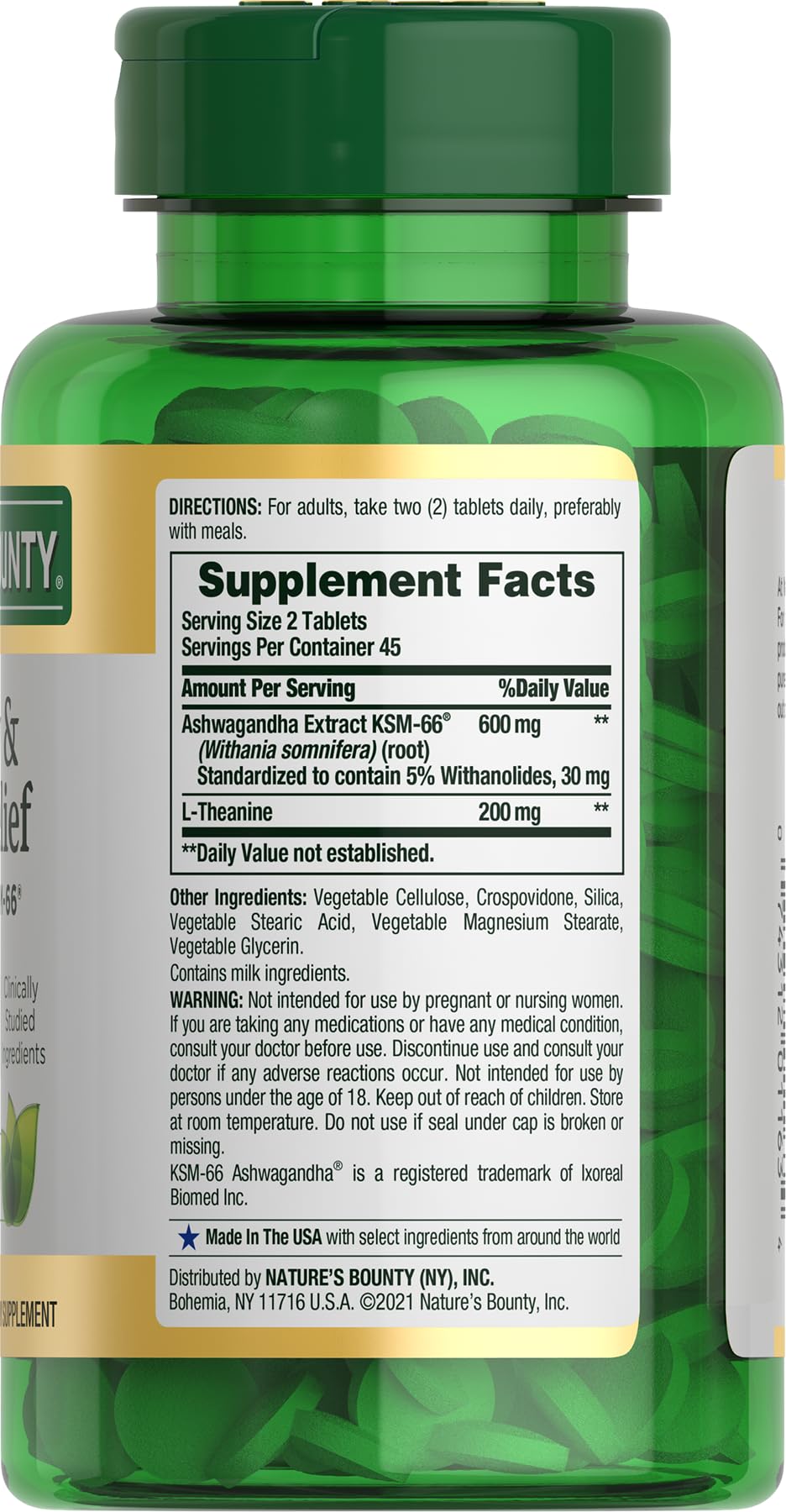 Foto 7 pulgar | Suplemento Nature's Bounty Stress Relief Ashwagandha Ksm-66 90 Tabletas - Venta Internacional.