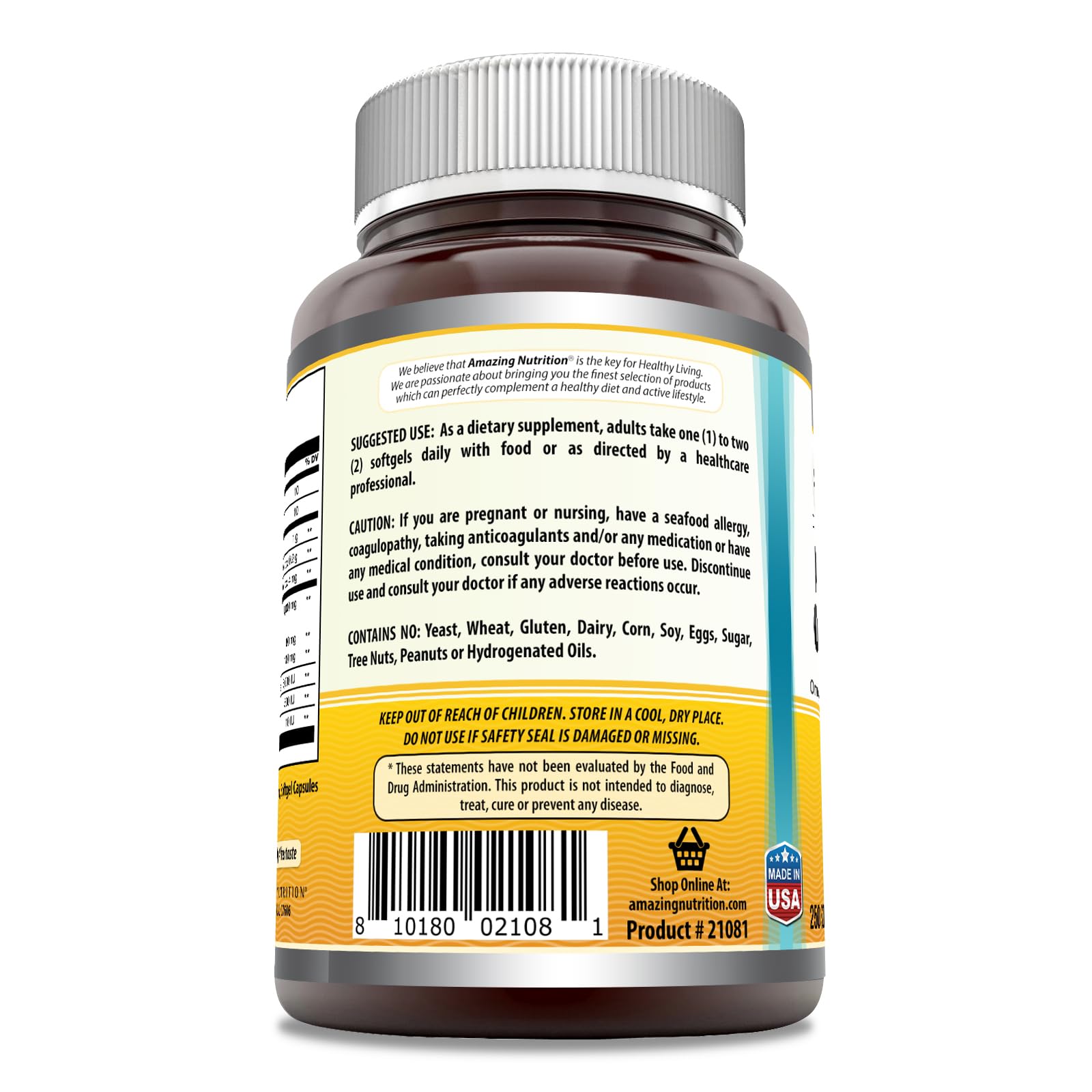 Foto 3 | Complemento Aceite De Hígado De Bacalao Noruego Omega 1000 Mg Amazing Nutrition - Venta Internacional
