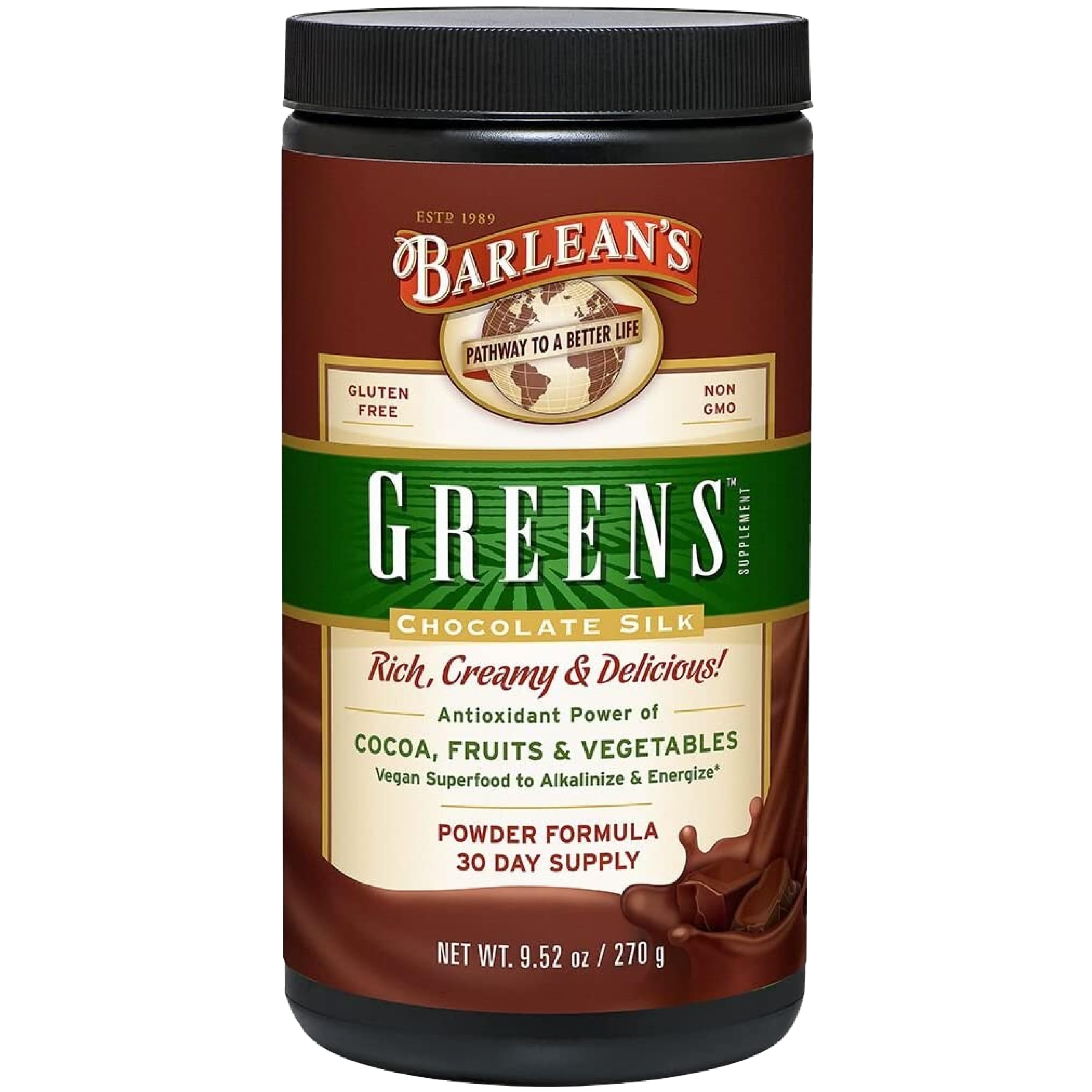 Foto 1 | Suplemento Barlean's Chocolate Greens En Polvo 280 Ml - Venta Internacional