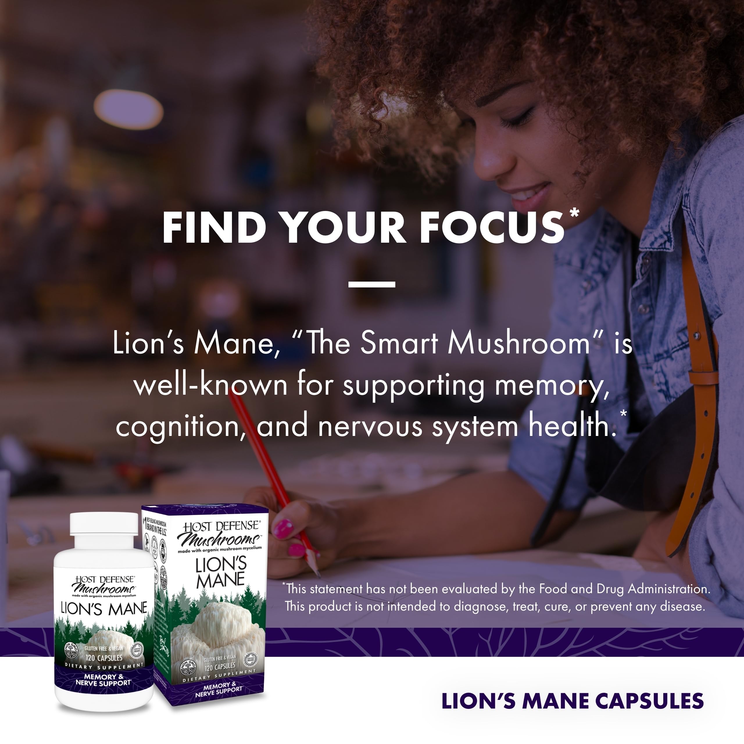 Foto 4 pulgar | Suplemento Host Defense Mushrooms Lion's Mane 120 Cápsulas - Venta Internacional.