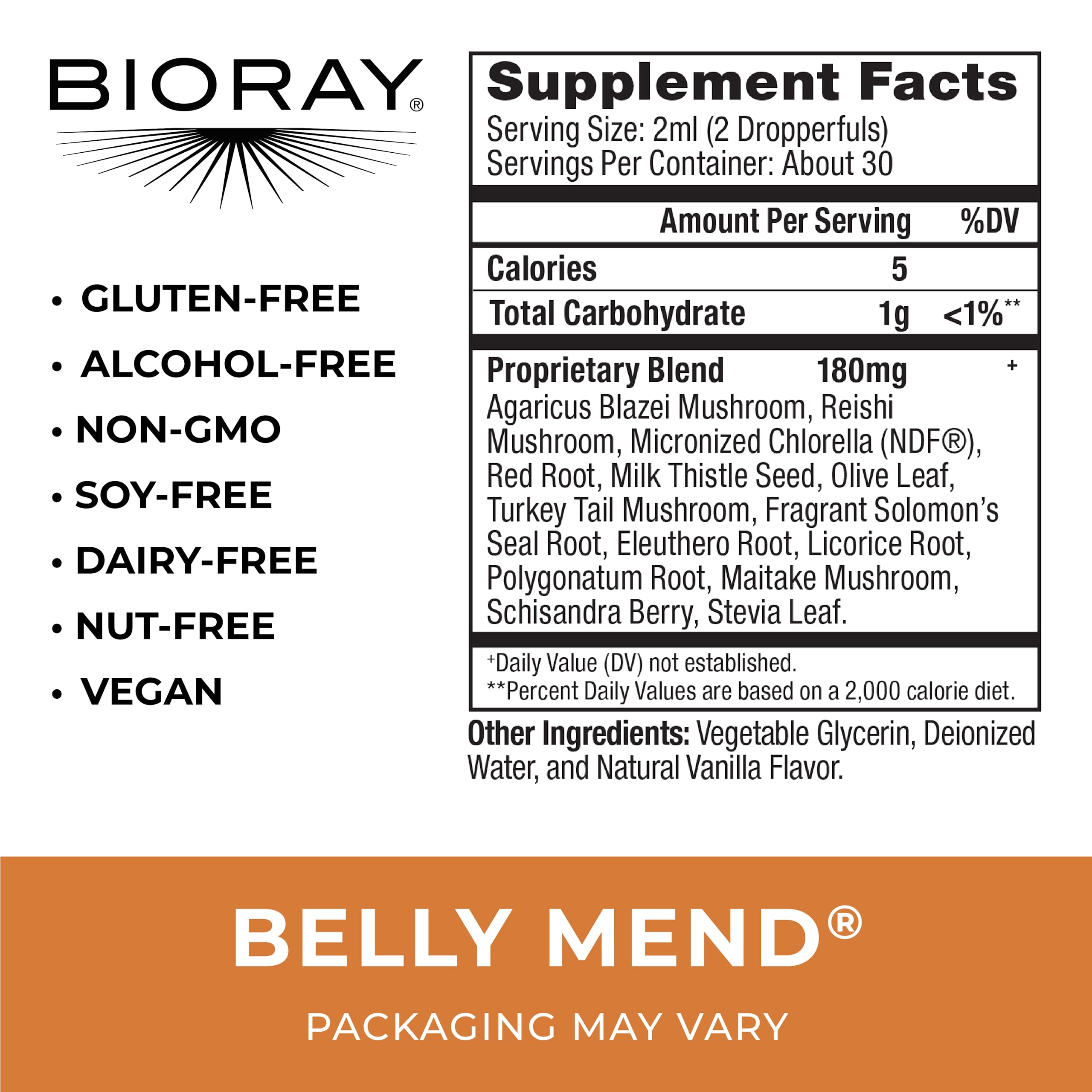 Foto 3 pulgar | Suplemento Probiótico Bioray Daily Belly Mend, 60 Ml, 11 Cepas - Venta Internacional.