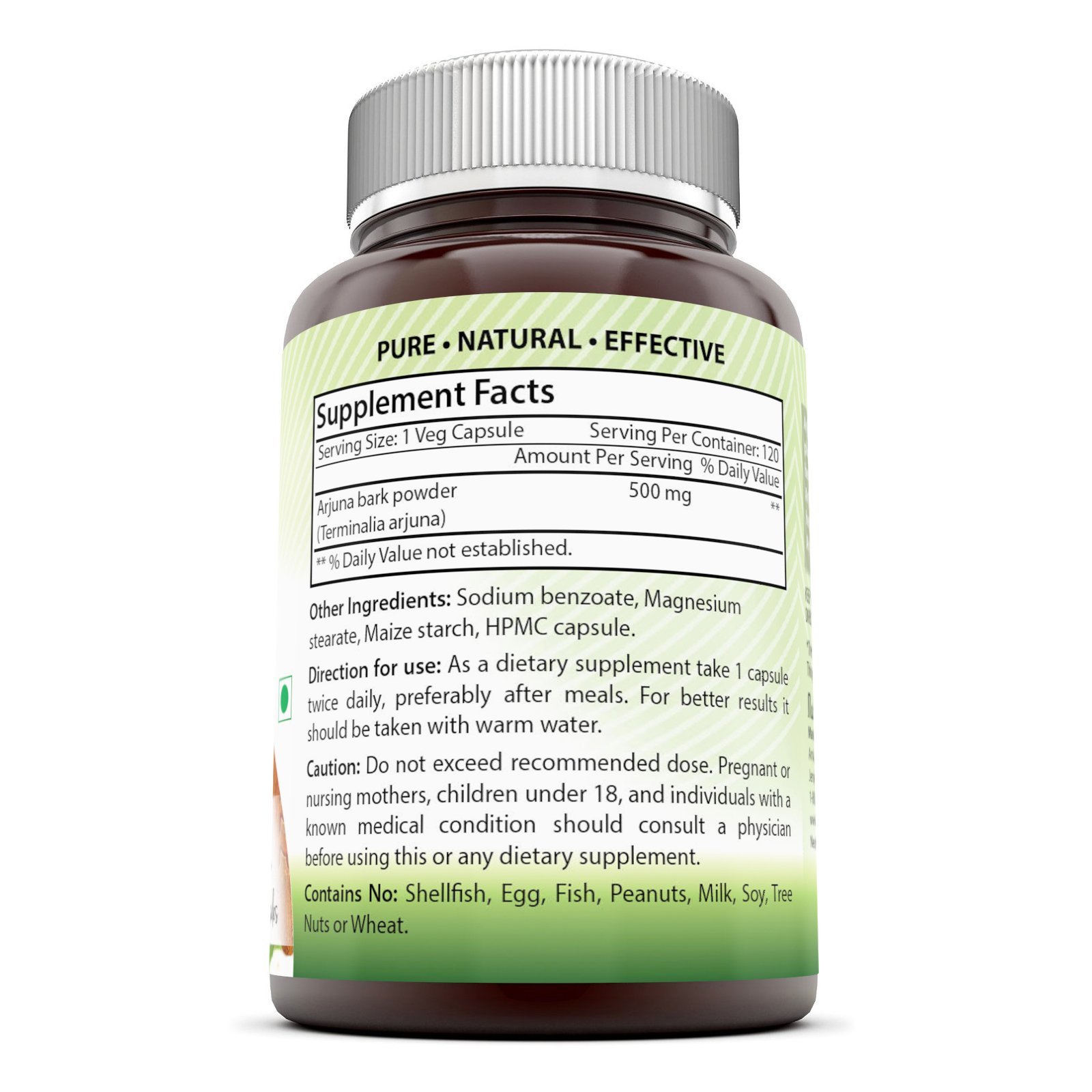 Foto 3 pulgar | Suplemento Amazing India Extracto de Corteza de Arjuna 500 mg 120 Cápsulas - Venta Internacional