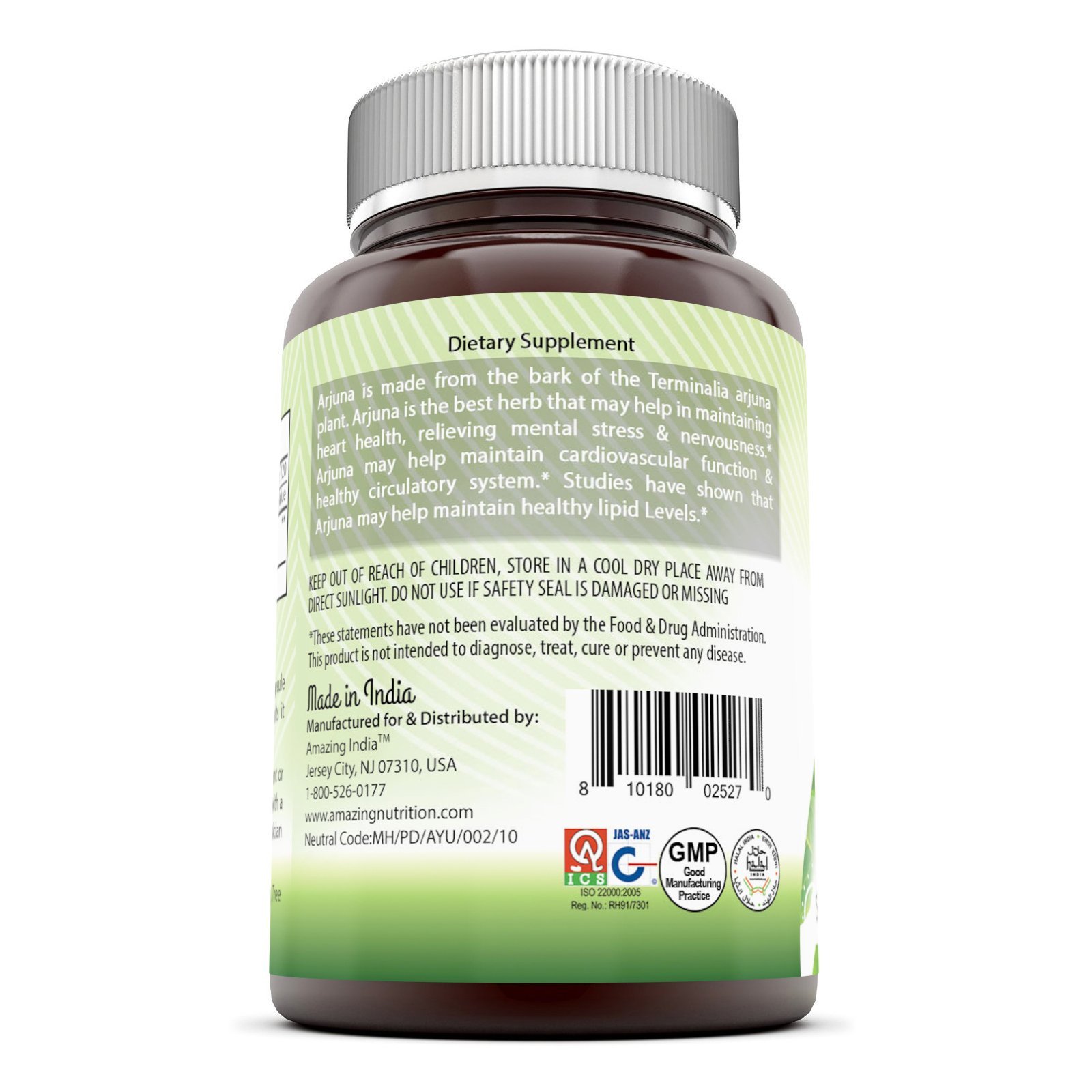 Foto 4 pulgar | Suplemento Amazing India Extracto de Corteza de Arjuna 500 mg 120 Cápsulas - Venta Internacional