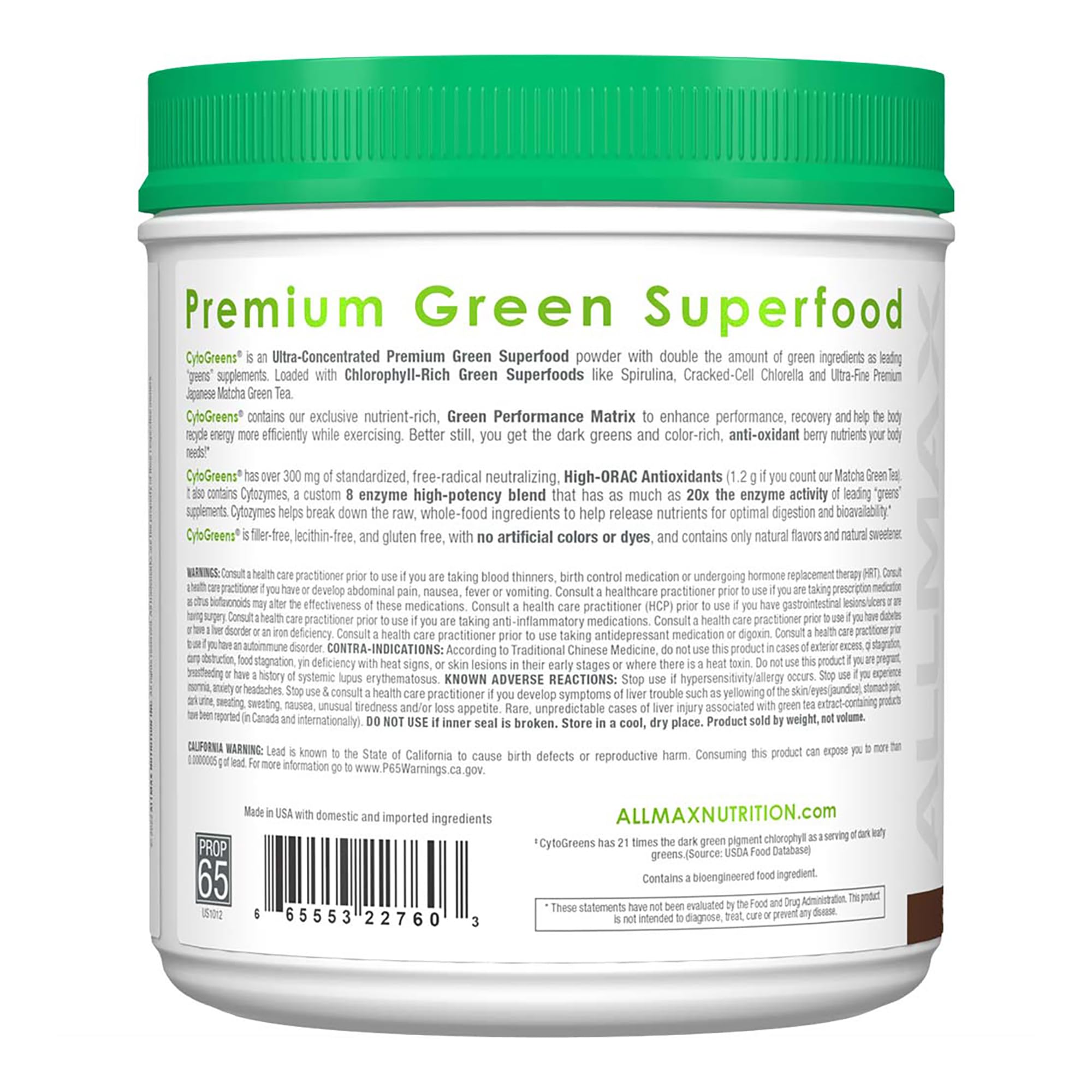 Foto 3 | Suplemento Allmax Cytogreens Chocolate 680 G 60 Porciones - Venta Internacional.