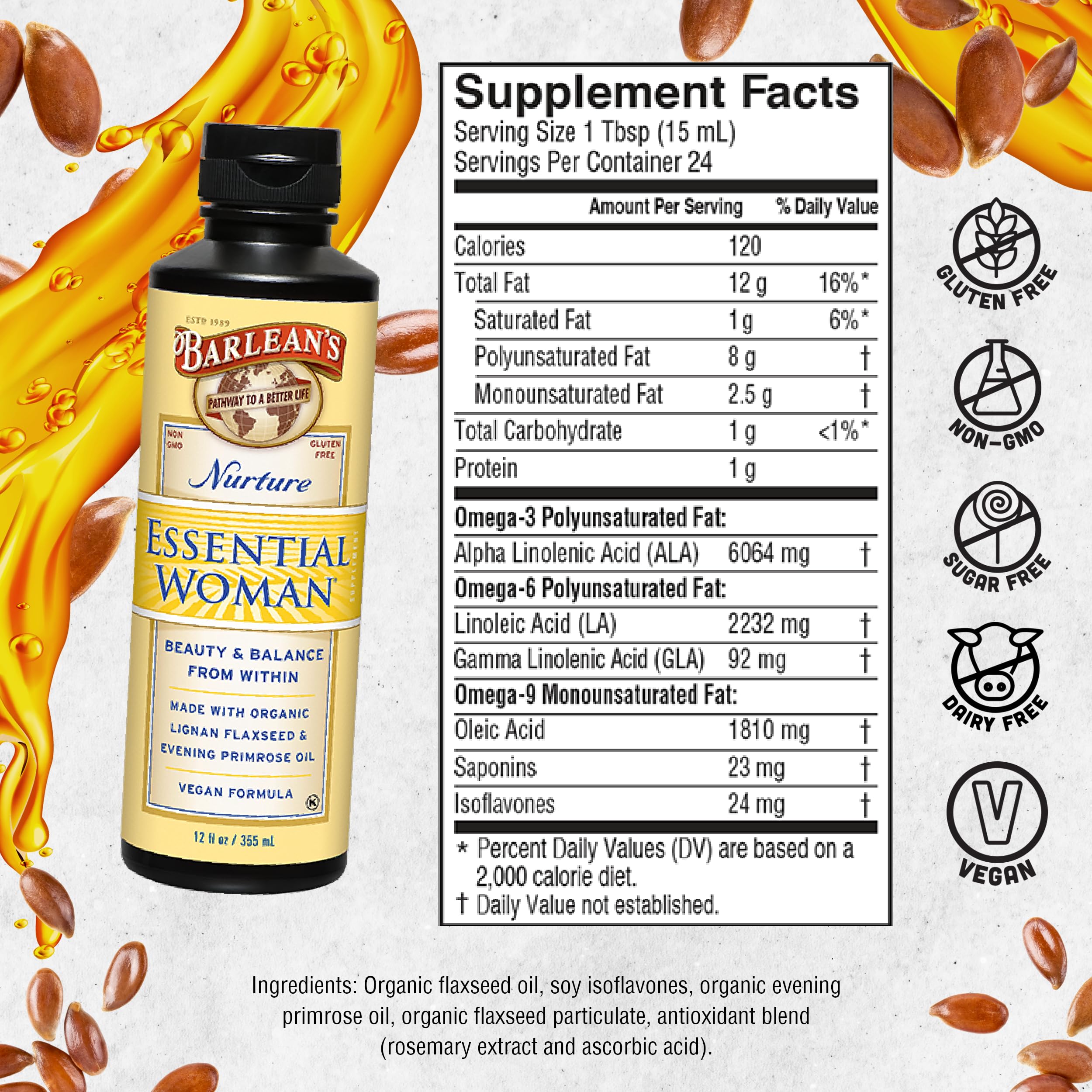 Foto 7 pulgar | Suplemento Barlean's Essential Woman Liquid 355 Ml Para Mujeres - Venta Internacional.