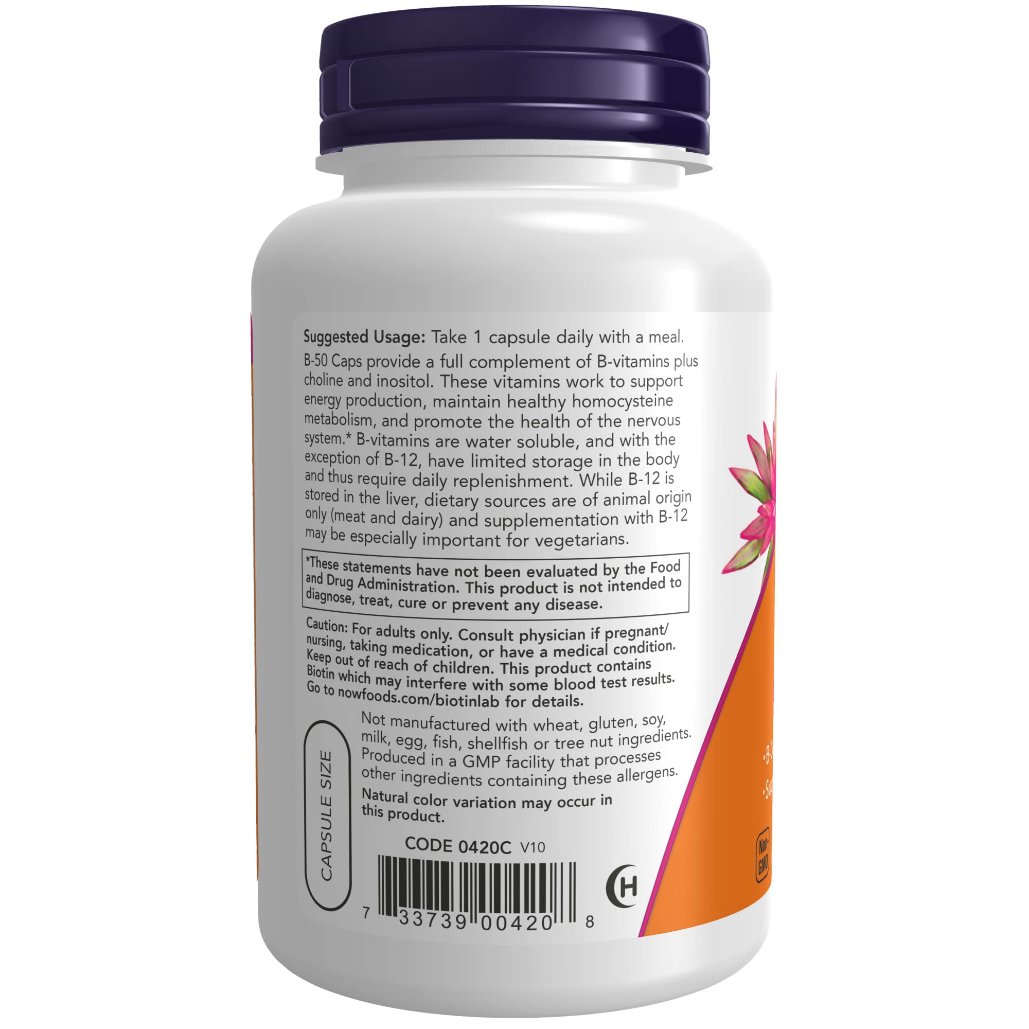 Foto 4 pulgar | Suplementos Now Foods De Vitamina B 50 Mg 100 Cápsulas Vegetarianas - Venta Internacional