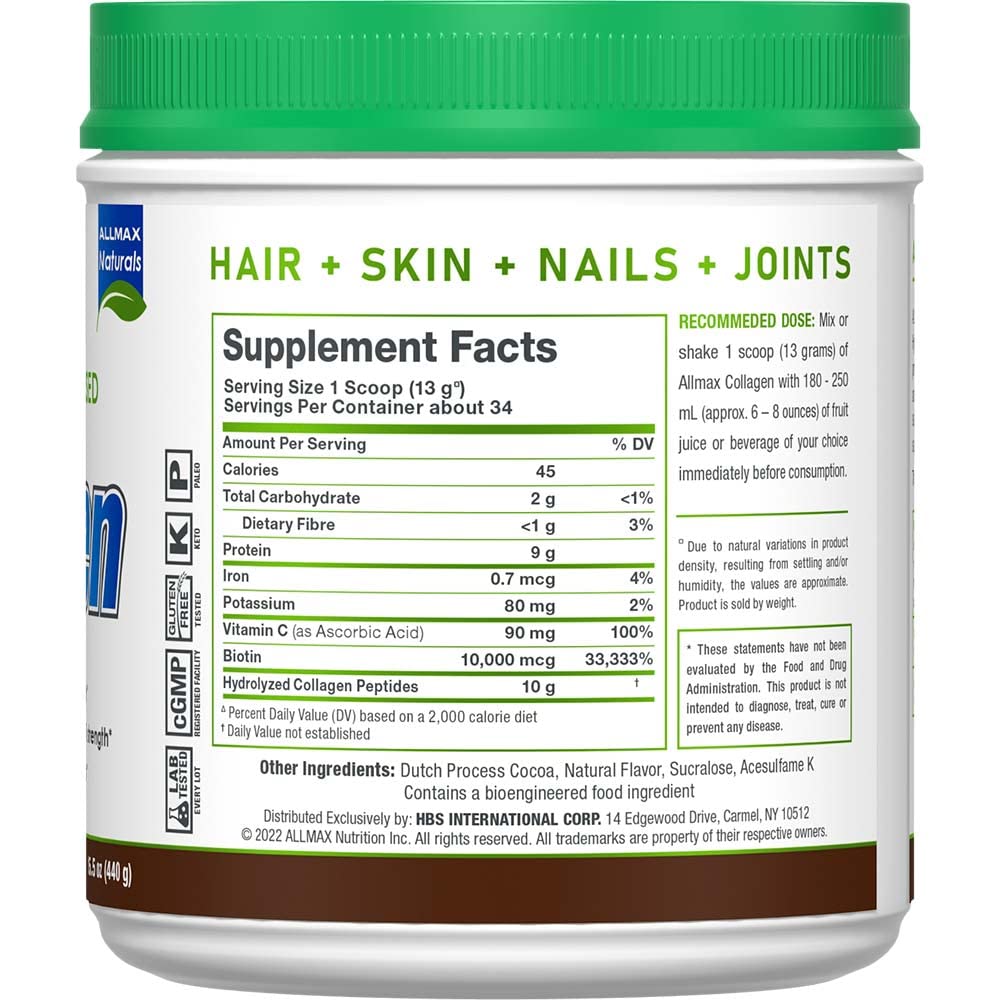 Foto 4 pulgar | Complemente El Colágeno Allmax Con Biotina Y Vitamina C 440 G - Venta Internacional.