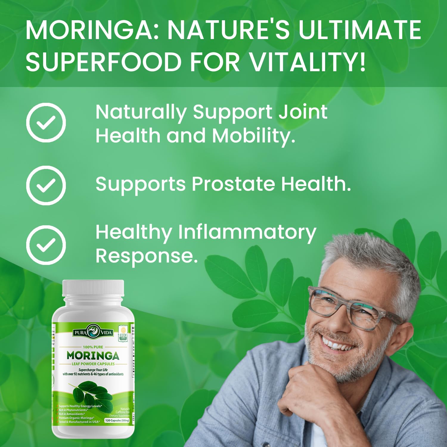 Foto 6 pulgar | Cápsulas De Moringa Pura Vida Moringa De Origen Único, 120 Unidades, 500 Mg - Venta Internacional.