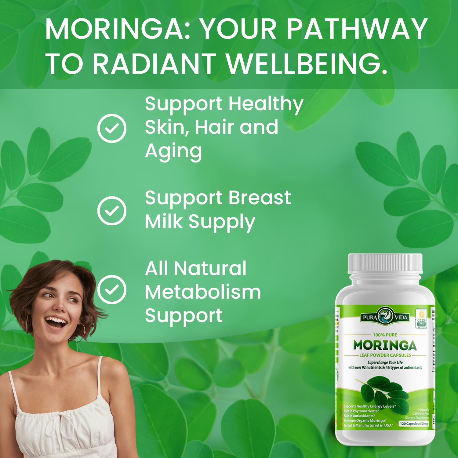 Foto 7 pulgar | Cápsulas De Moringa Pura Vida Moringa De Origen Único, 120 Unidades, 500 Mg - Venta Internacional.