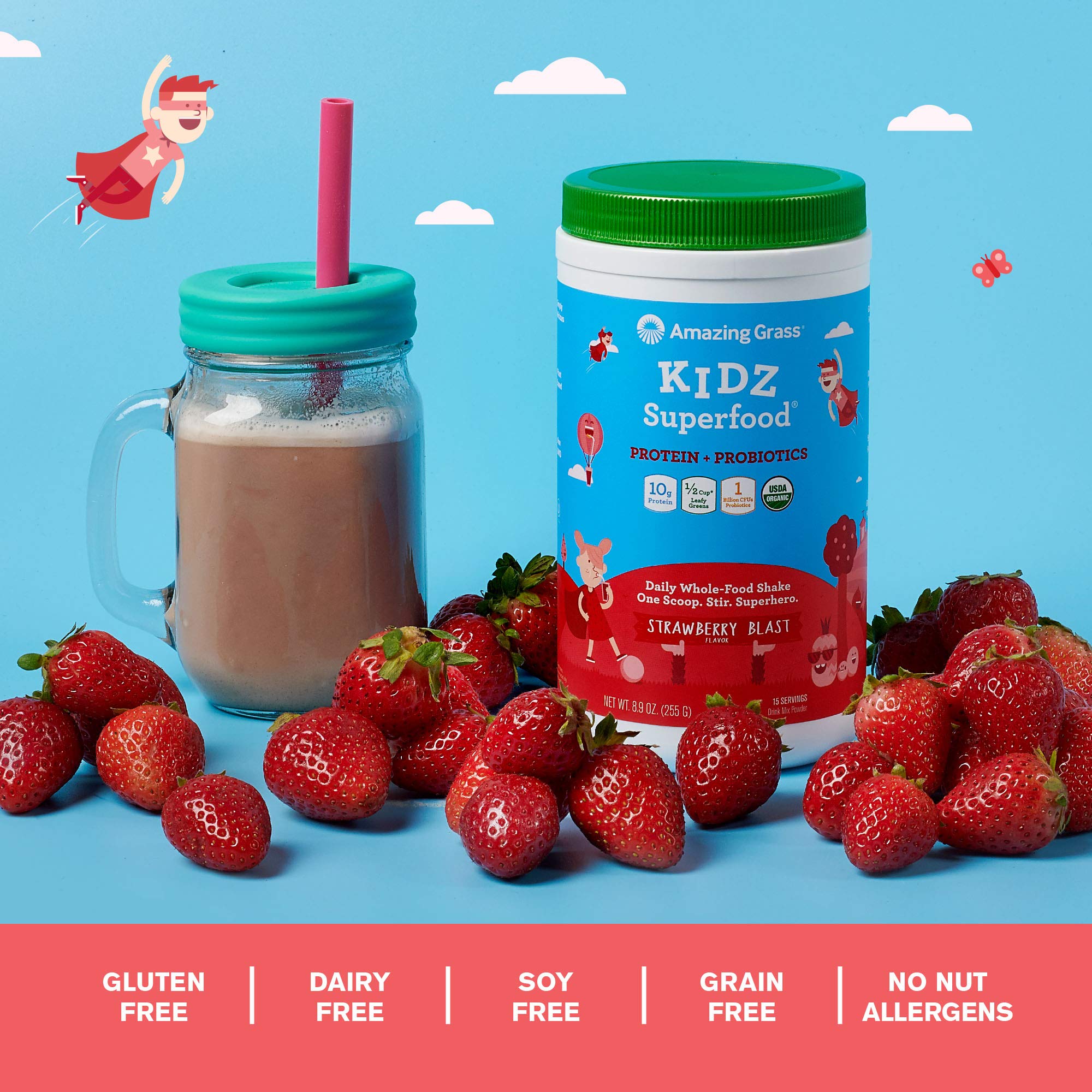 Foto 6 pulgar | Suplemento Amazing Grass Kidz Superfood Strawberry, 15 Porciones - Venta Internacional.