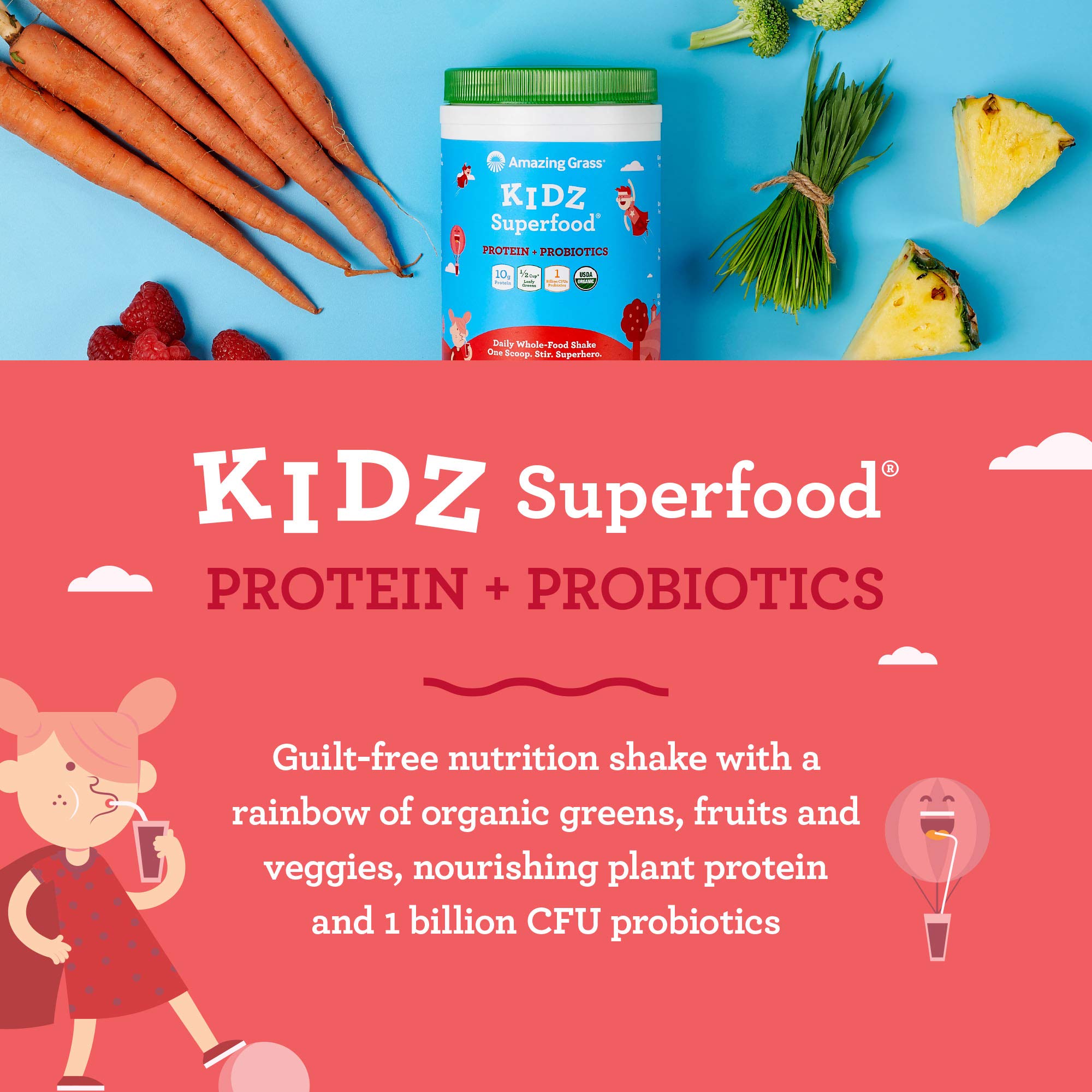 Foto 8 pulgar | Suplemento Amazing Grass Kidz Superfood Strawberry, 15 Porciones - Venta Internacional.