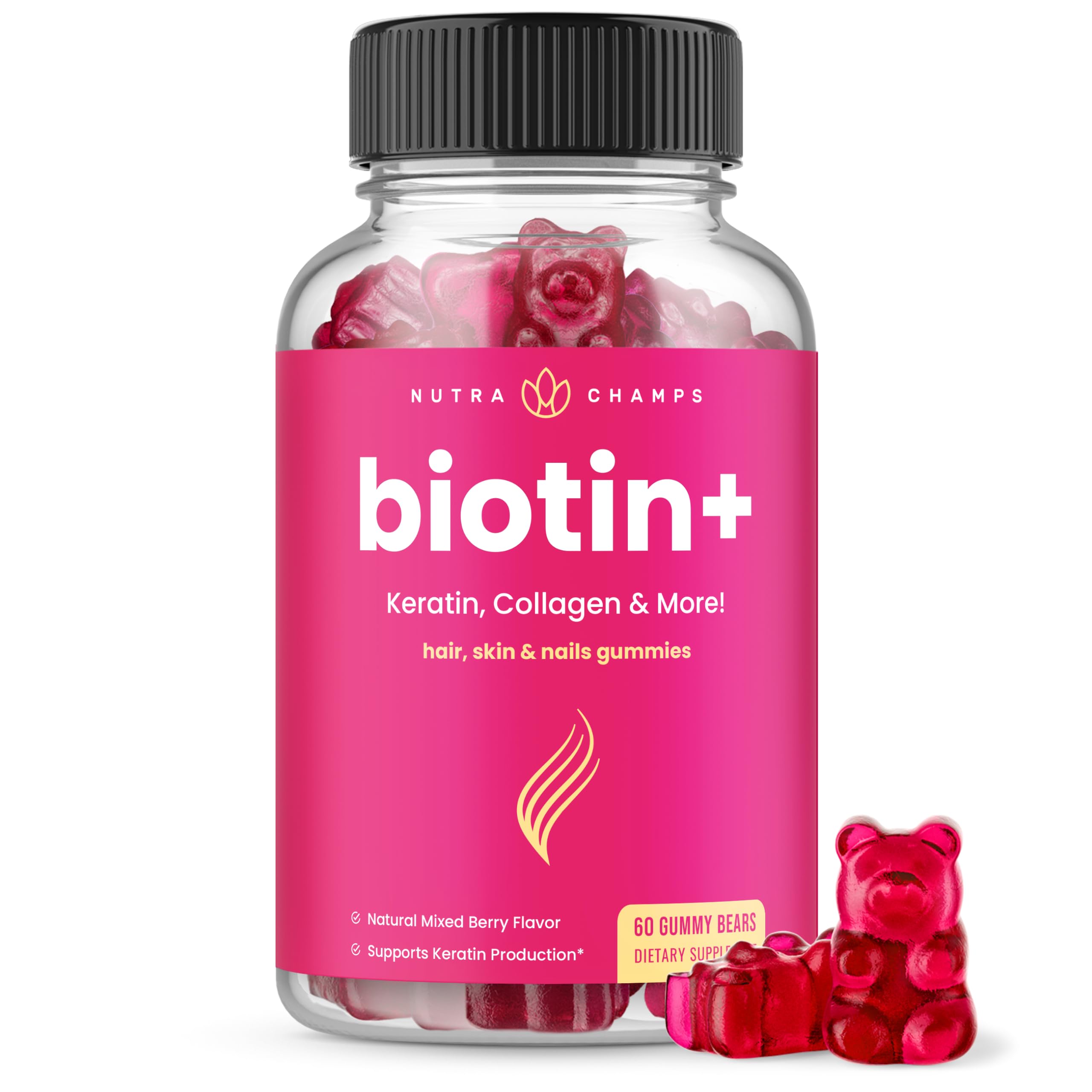 Foto 2 pulgar | Gomitas Nutrachamps Para Cabello, Piel Y Uñas Con Biotina Y Queratina - Venta Internacional.
