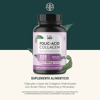 Foto 2 | Life360+ Folic Acid Collagen 220 Caps Colágeno Ácido Fólico