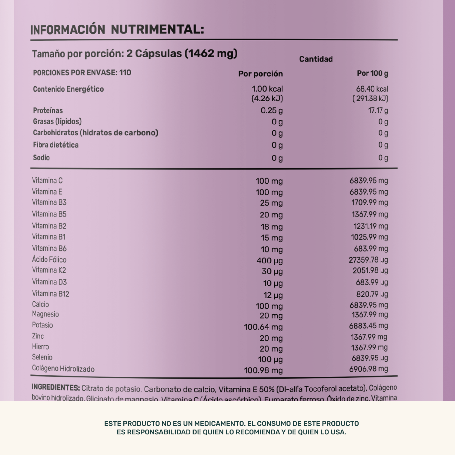 Foto 5 | Life360+ Folic Acid Collagen 220 Caps Colágeno Ácido Fólico