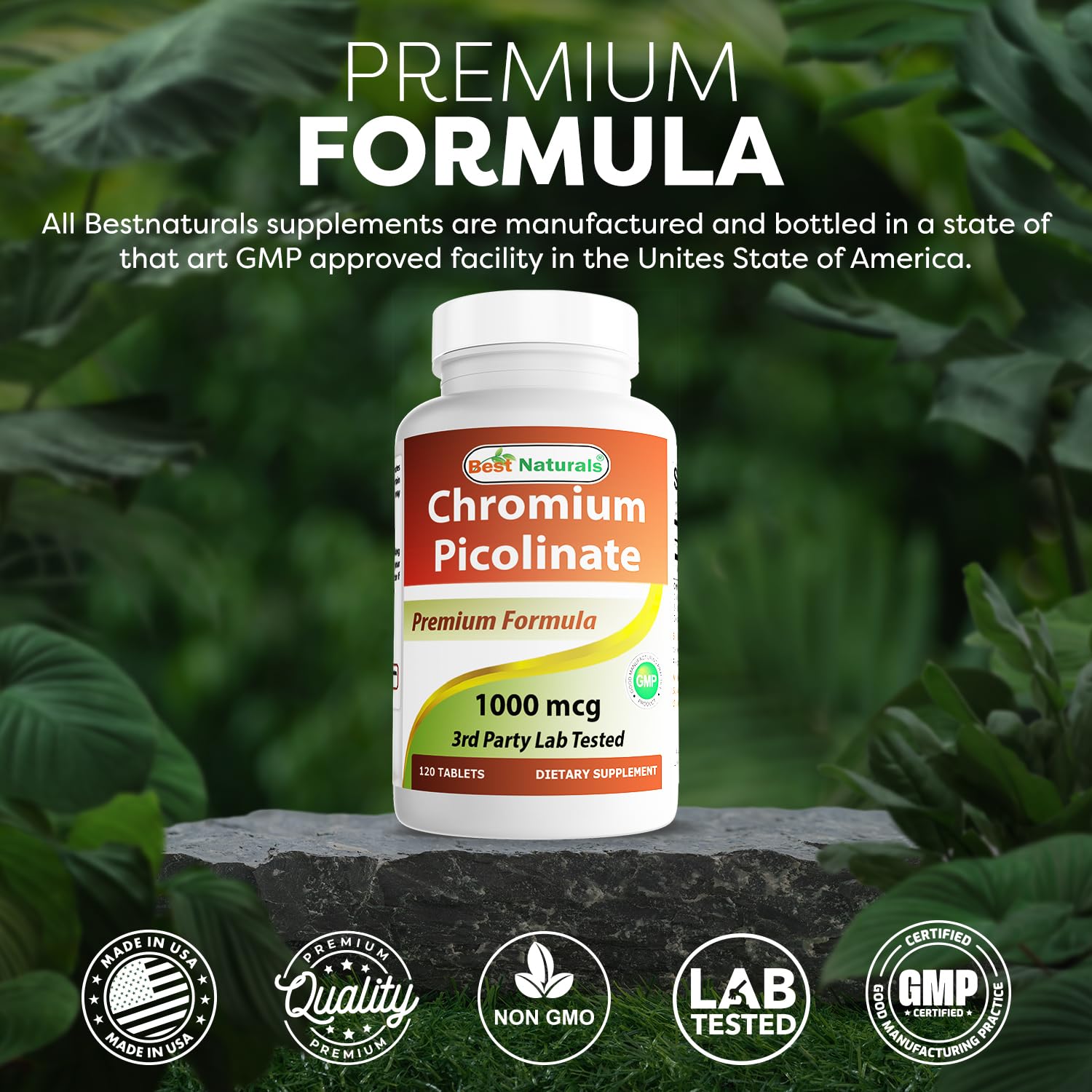 Foto 6 pulgar | Suplemento Best Naturals Picolinato de Cromo 1000 mcg 120 Tabletas - Venta Internacional