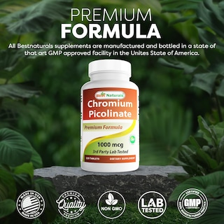 Foto 5 | Suplemento Best Naturals Picolinato de Cromo 1000 mcg 120 Tabletas - Venta Internacional