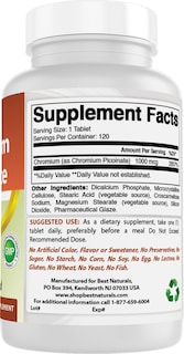 Foto 6 | Suplemento Best Naturals Picolinato de Cromo 1000 mcg 120 Tabletas - Venta Internacional
