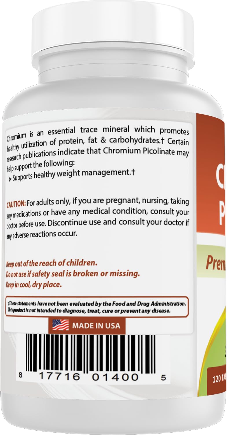 Foto 8 pulgar | Suplemento Best Naturals Picolinato de Cromo 1000 mcg 120 Tabletas - Venta Internacional