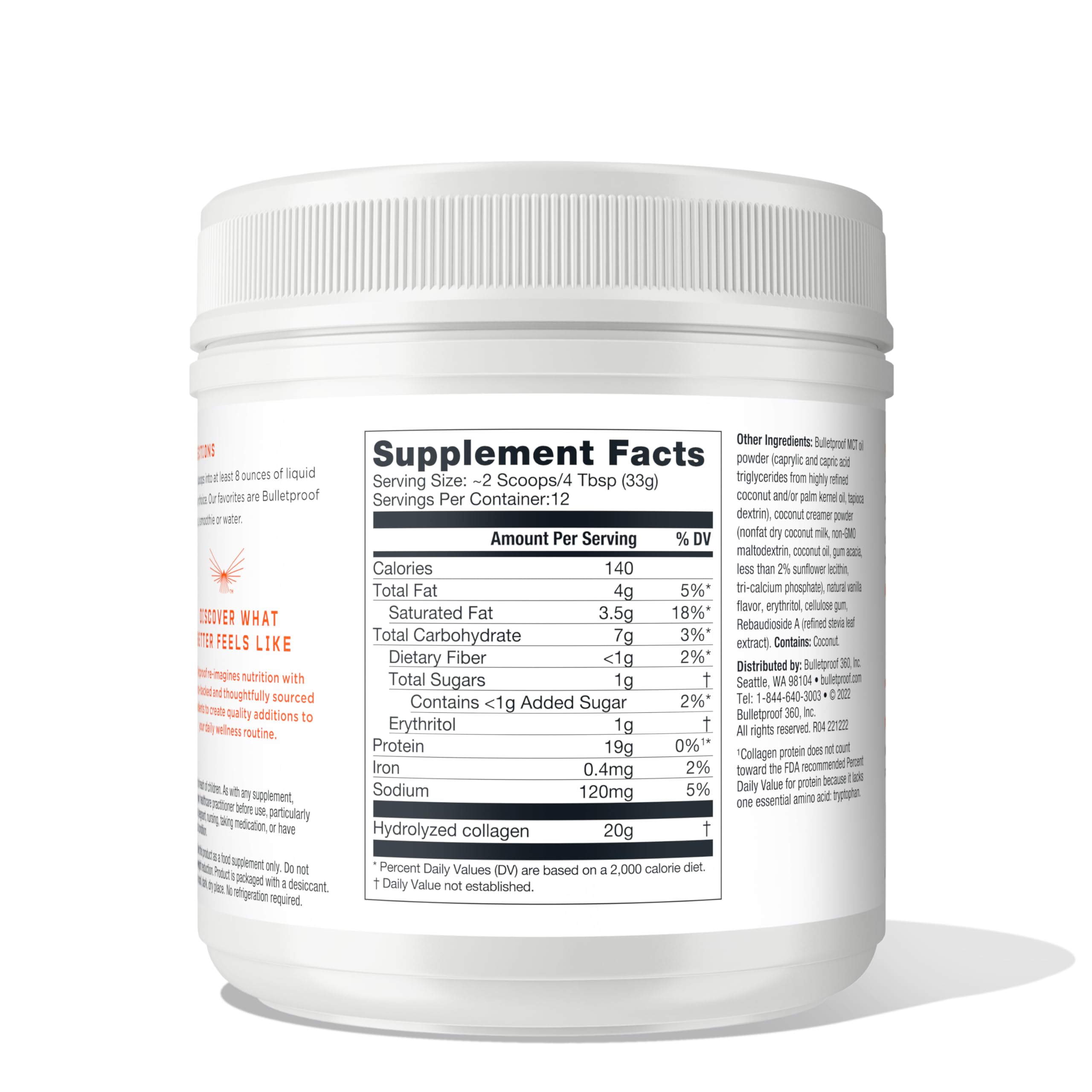 Foto 3 pulgar | Suplemento de Péptidos de Colágeno de Vainilla Bulletproof con MCT 405 g - Venta Internacional