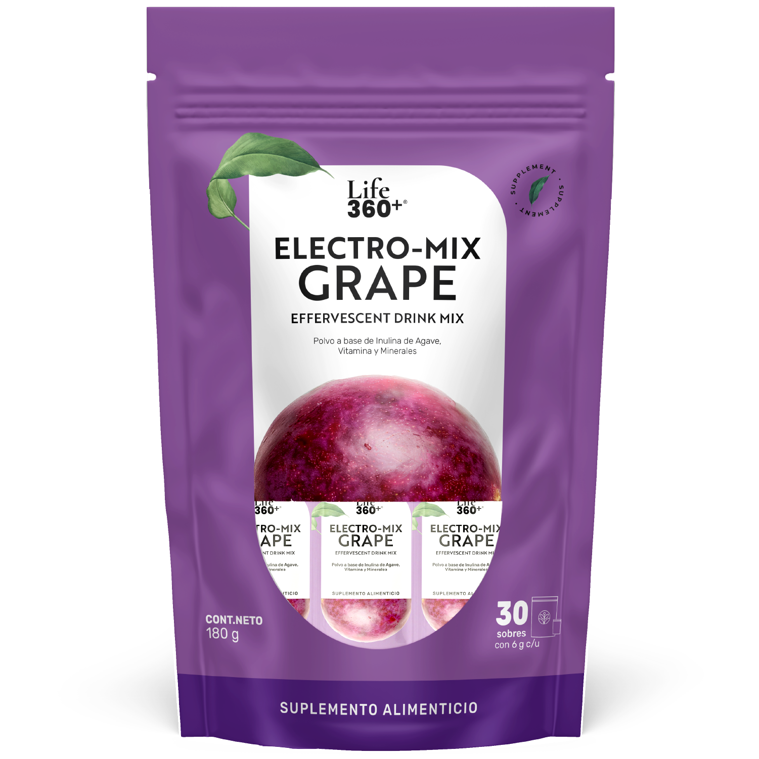 Foto 1 | Life360+ Electro-mix Effervescent Drink Uva 30 Sobres