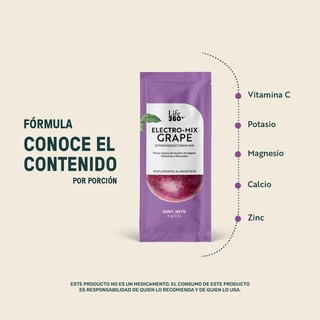 Foto 3 | Life360+ Electro-mix Effervescent Drink Uva 30 Sobres