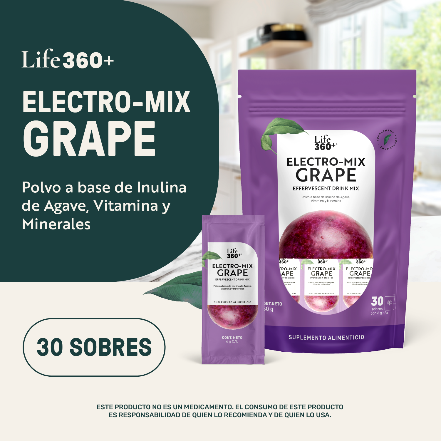 Foto 5 pulgar | Life360+ Electro-mix Effervescent Drink Uva 30 Sobres