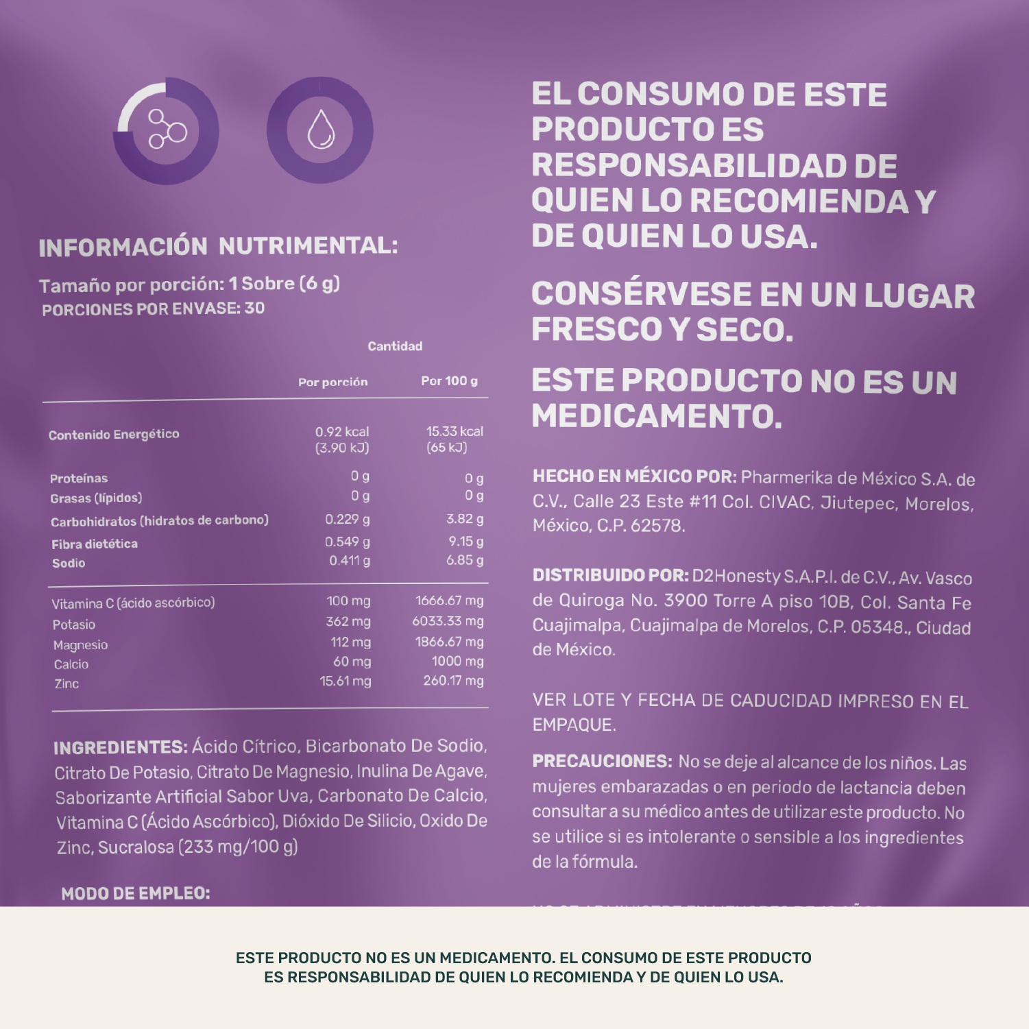 Foto 5 | Life360+ Electro-mix Effervescent Drink Uva 30 Sobres