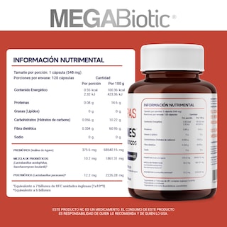 Foto 5 | Pre Pro Y Postbióticos Megabiotic 120 Caps Probióticos