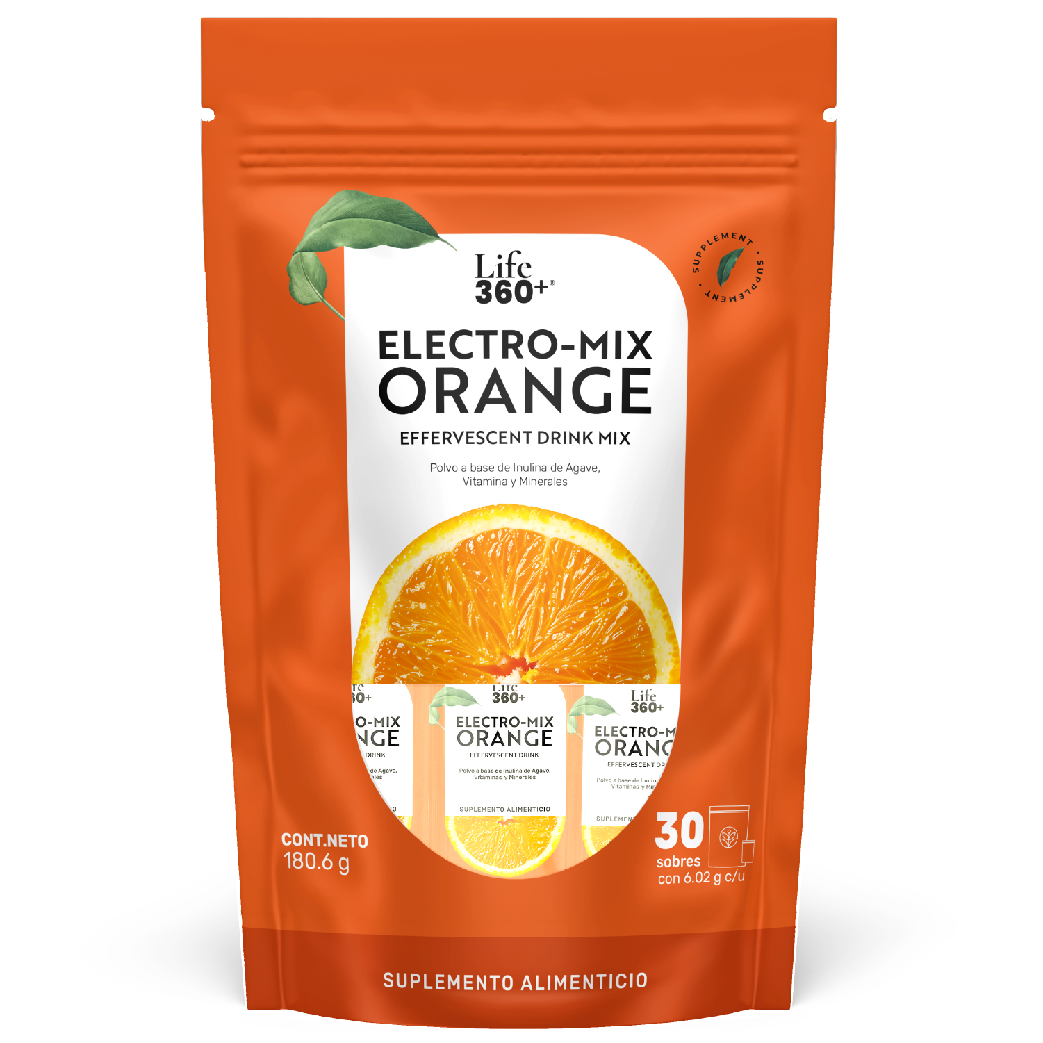 Foto 1 | Life360+ Electro-mix Effervescent Drink Naranja 30 Sobres