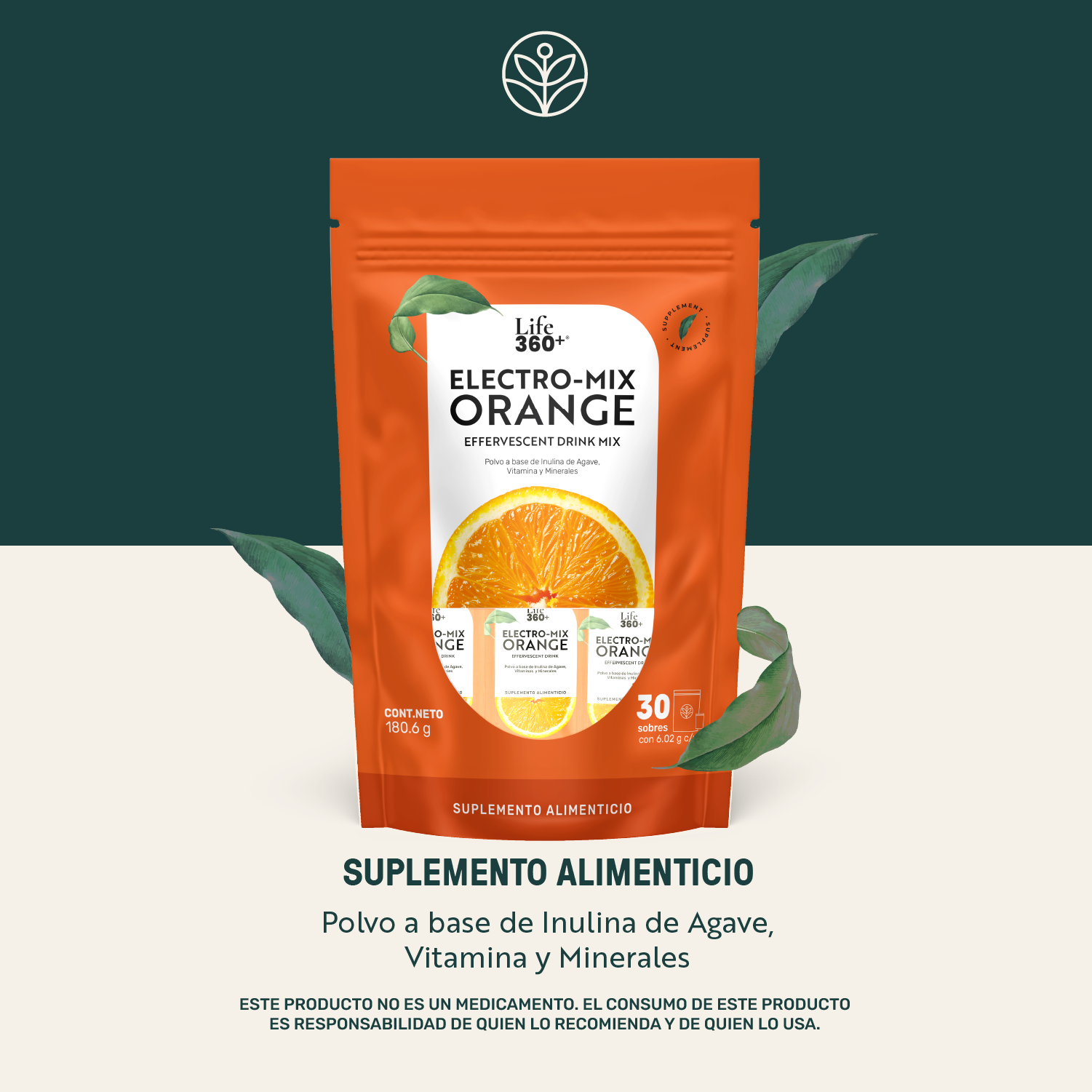 Foto 2 | Life360+ Electro-mix Effervescent Drink Naranja 30 Sobres