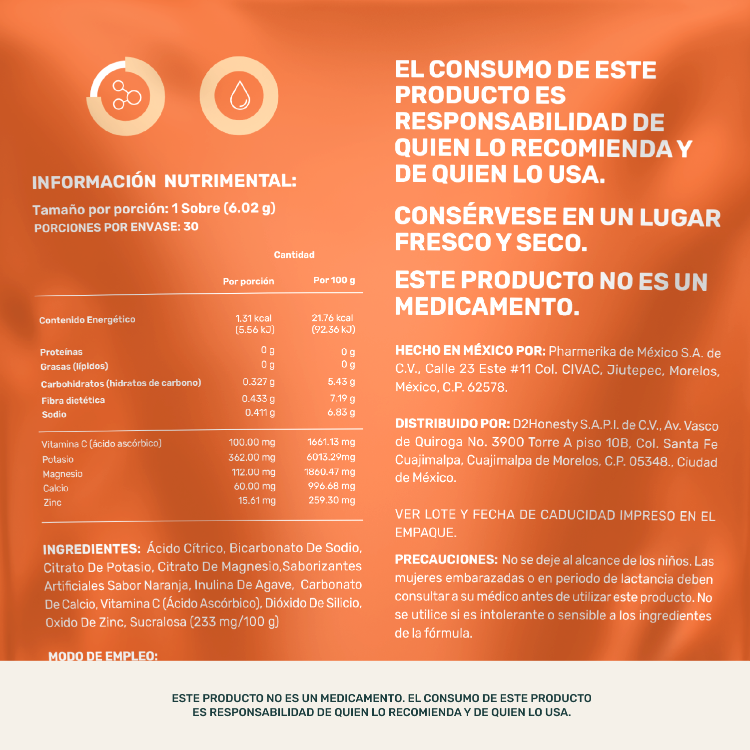 Foto 5 | Life360+ Electro-mix Effervescent Drink Naranja 30 Sobres
